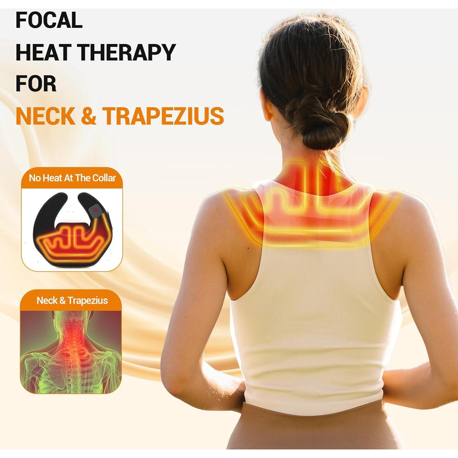 Comfytemp 2.5lb Cordless Heating Pad for Neck Pain Relief, Weighted Rechargeable Heat Pad, FSA HSA Eligible, Electric Neck Heater with 210Mins~450Mins of Battery Life, 9.5"×19" Wrap Suit for S/M Size