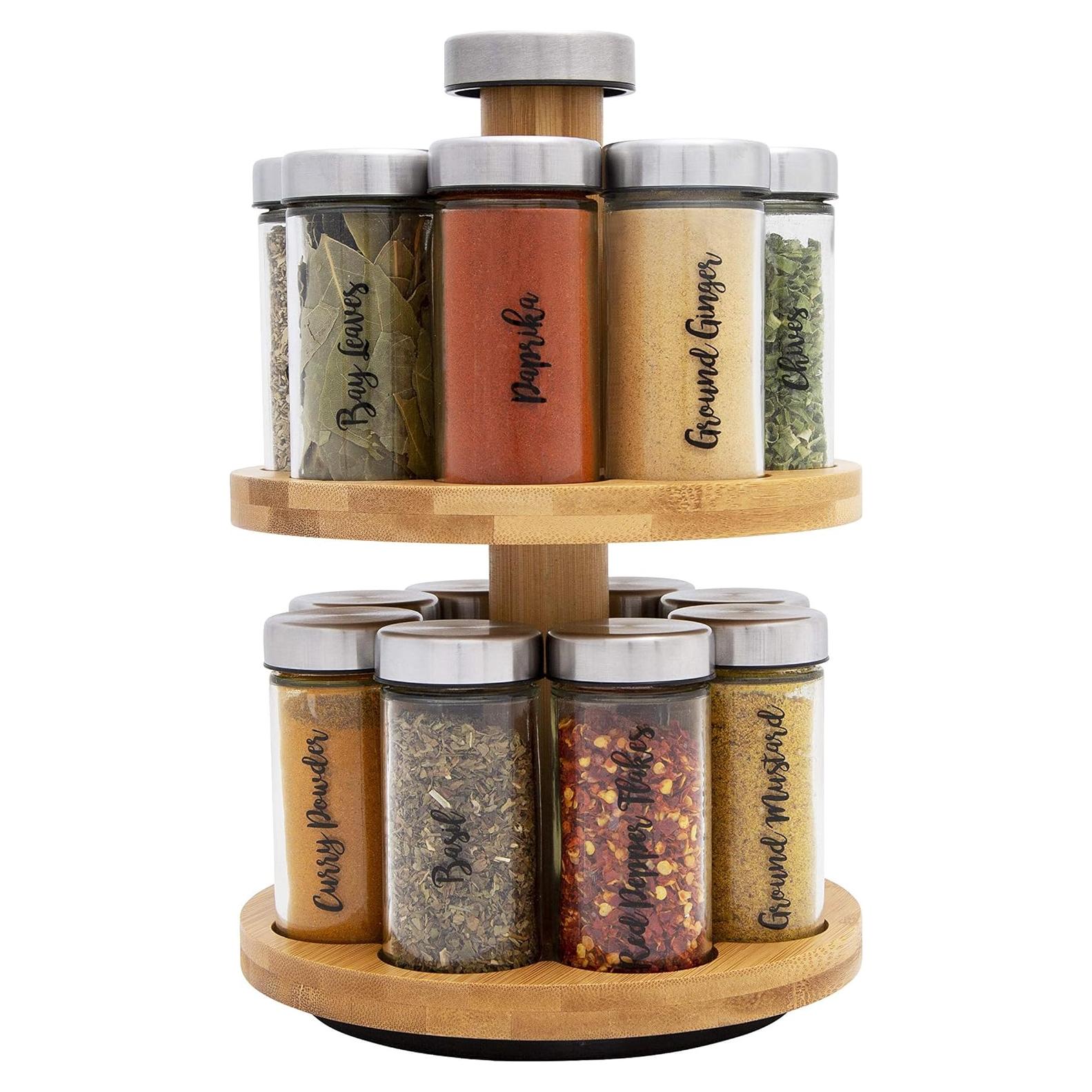 Organizador de Especias Orii 16 Tarros Giratorio de Bambú