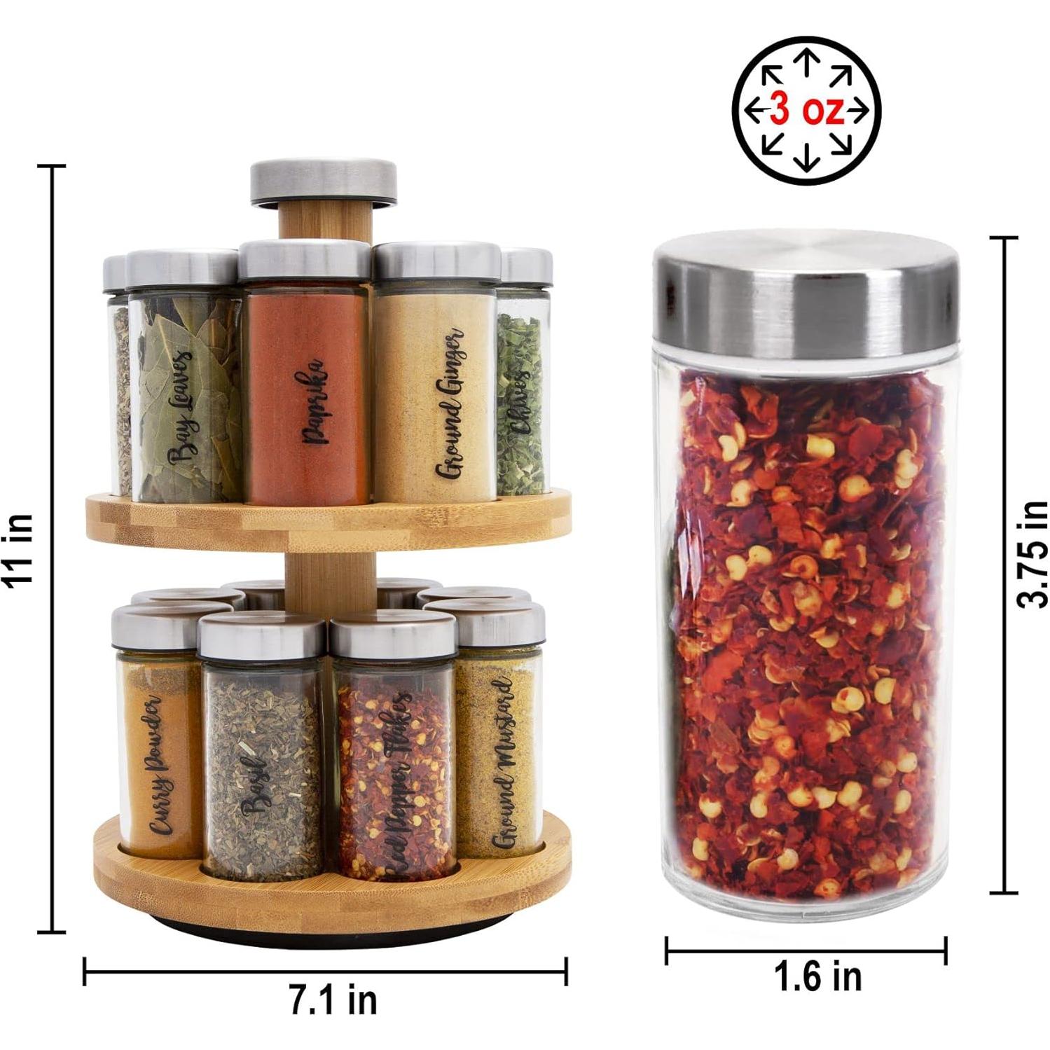 Organizador de Especias Orii 16 Tarros Giratorio de Bambú