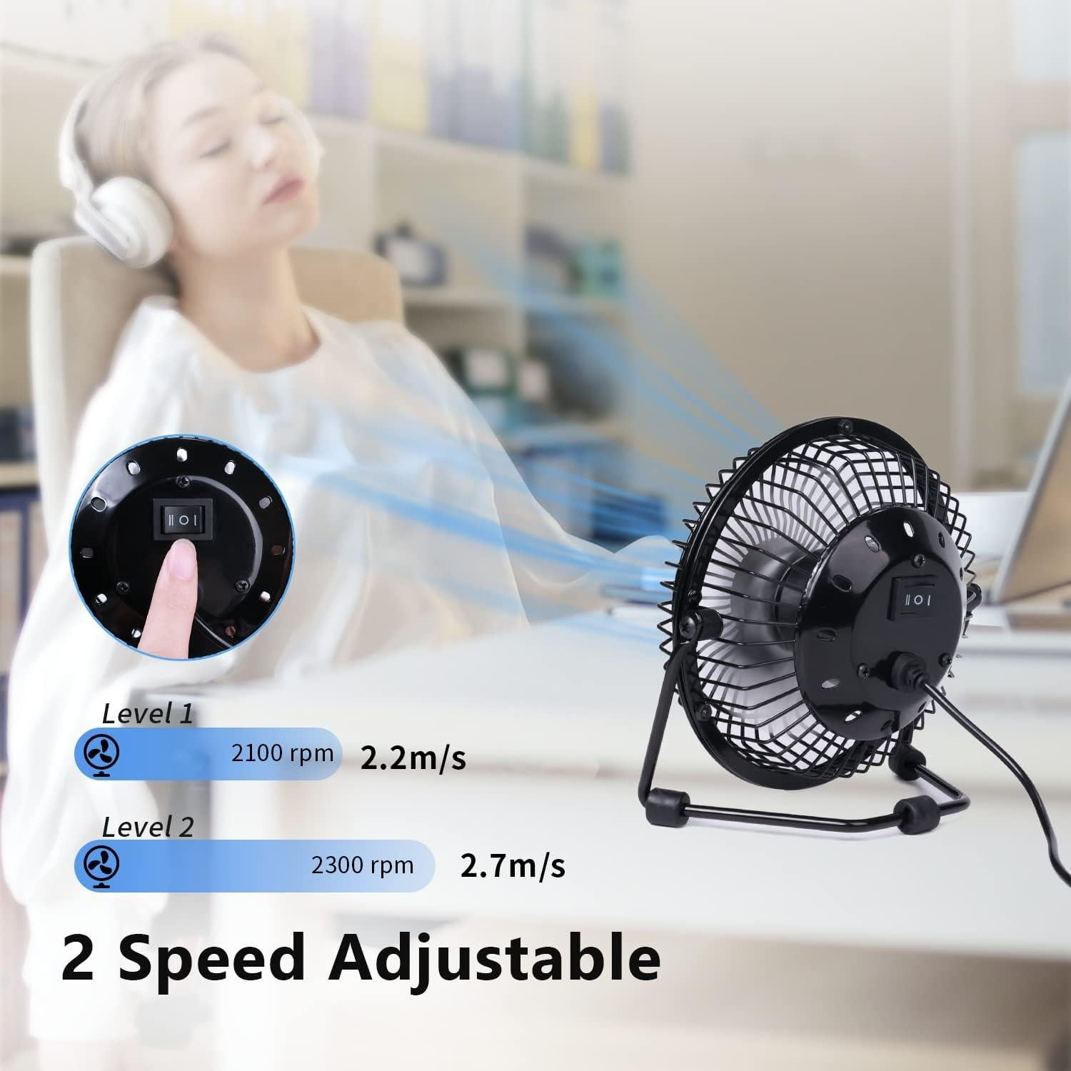 Ventilador de Mesa Zuvas QT-U401 USB 10 cm 2 Velocidades Silencioso