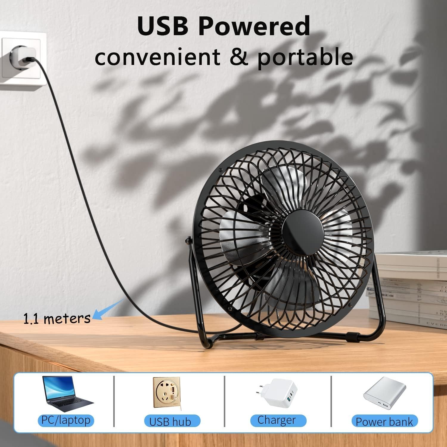 Ventilador de Mesa Zuvas QT-U401 USB 10 cm 2 Velocidades Silencioso