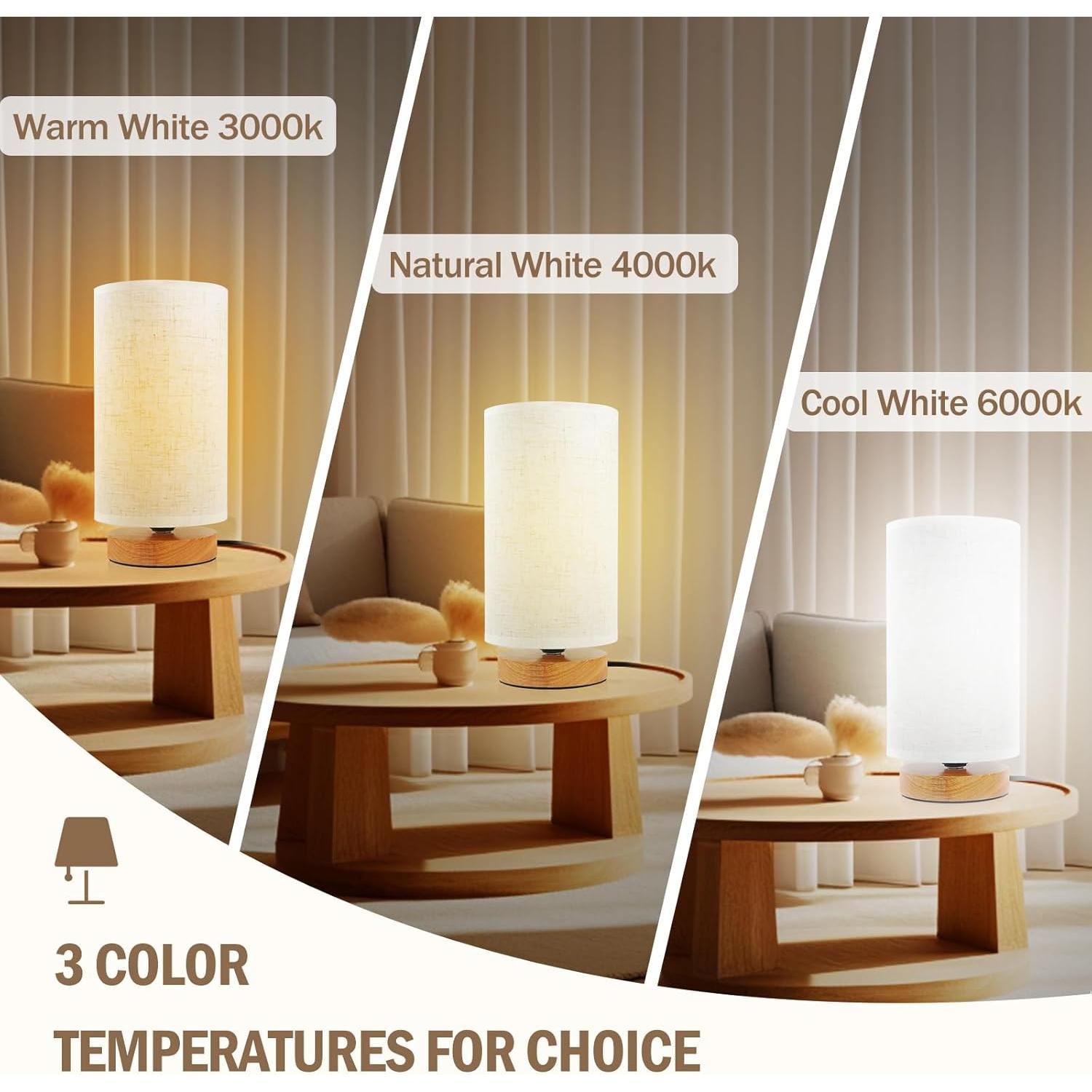 Lámpara de Mesita de Noche SEENSINY CT01 Regulable 3 Temperaturas