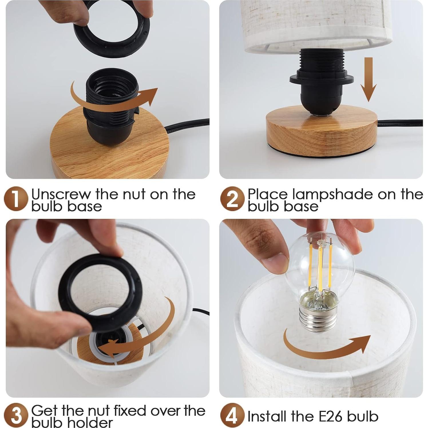 Lámpara de Mesita de Noche SEENSINY CT01 Regulable 3 Temperaturas