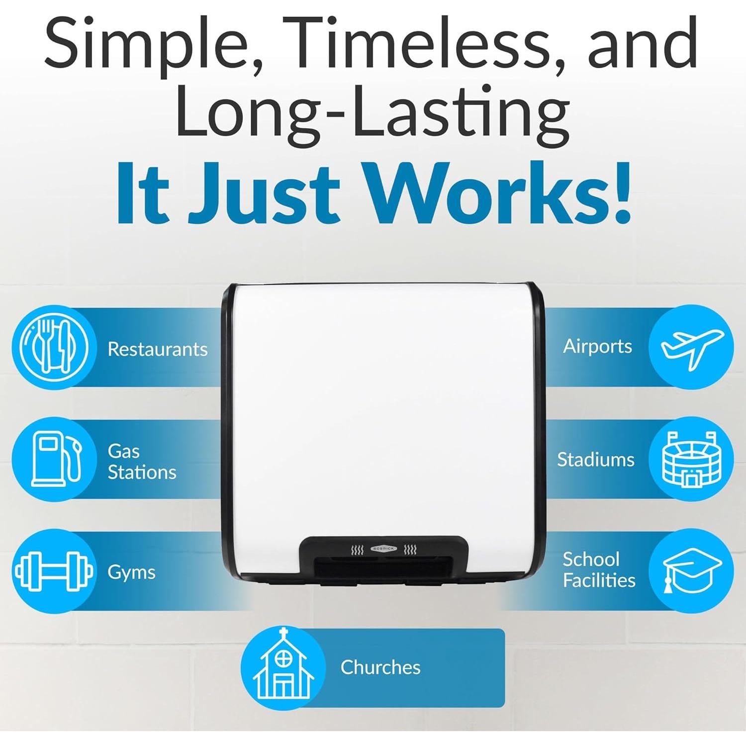 Secador de Manos Automático Bobrick 7120 Epóxido Blanco 115V