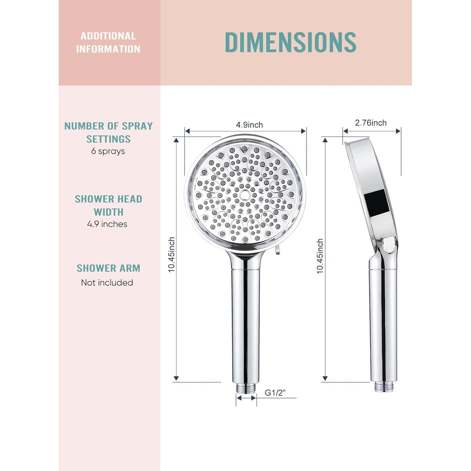 Cabezal de Ducha Filtrado Cobbe 6 Modos Alta Presión Cromo