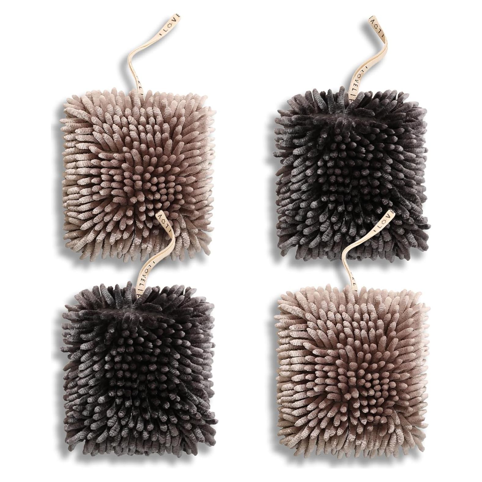 Juego de 4 Toallas de Mano Fuzzy Ball NSdawali Chenille