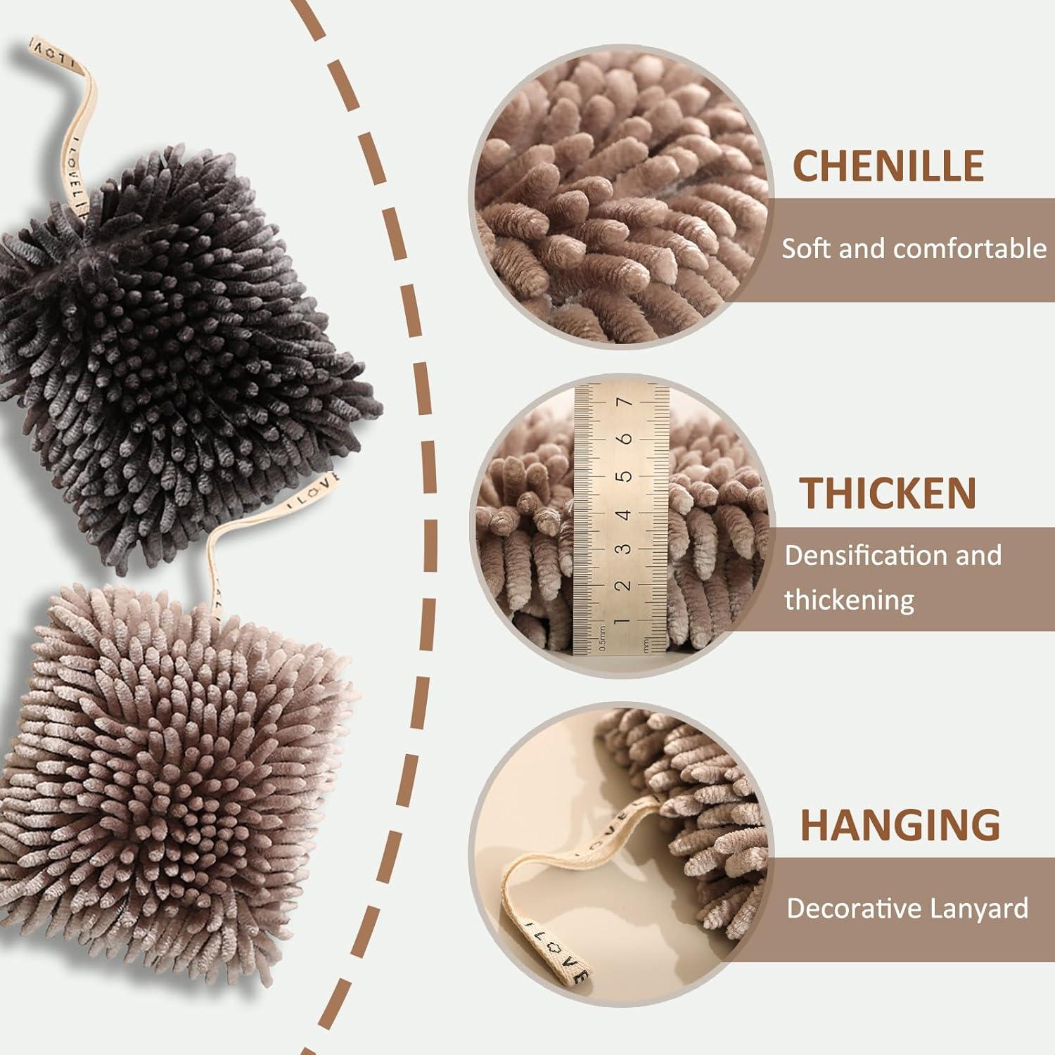 Juego de 4 Toallas de Mano Fuzzy Ball NSdawali Chenille