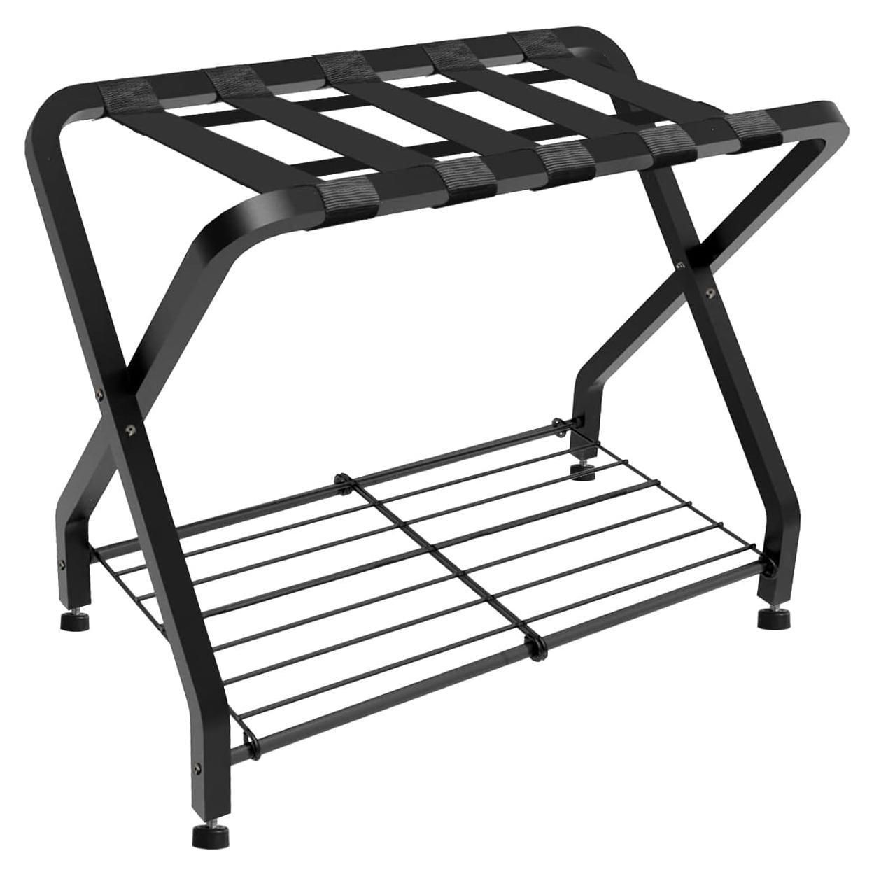 Soporte de Equipaje Plegable Negro 2 Niveles Acero 68.18 kg