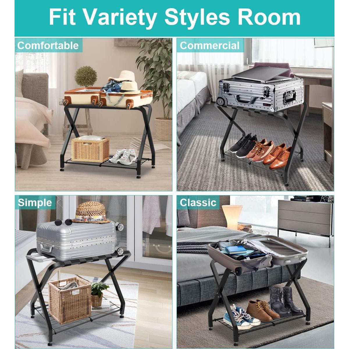 Soporte de Equipaje Plegable Negro 2 Niveles Acero 68.18 kg