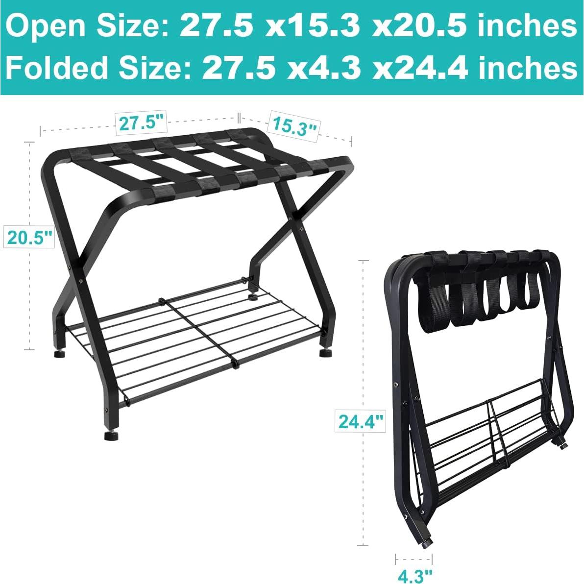 Soporte de Equipaje Plegable Negro 2 Niveles Acero 68.18 kg