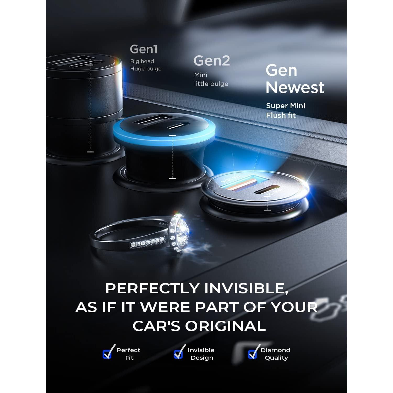 Cargador de Coche USB C AINOPE 67.5W Carga Rápida Metal