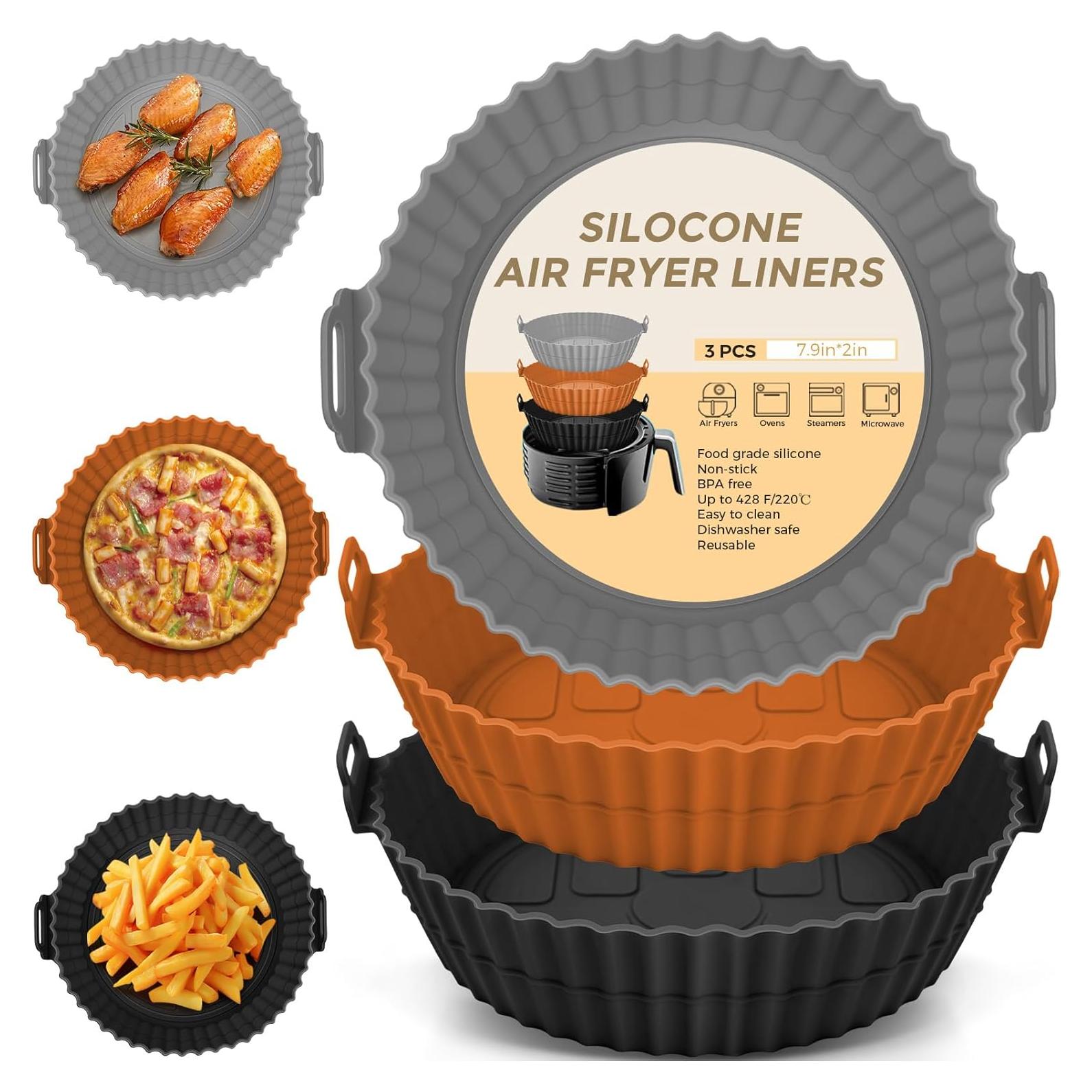 Paquete de 3 forros de silicona para freidora de aire 8"