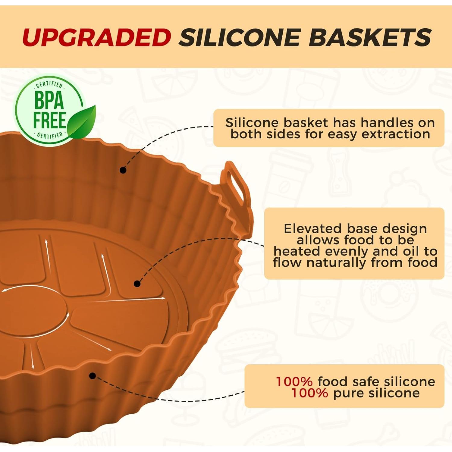 Paquete de 3 forros de silicona para freidora de aire 8"