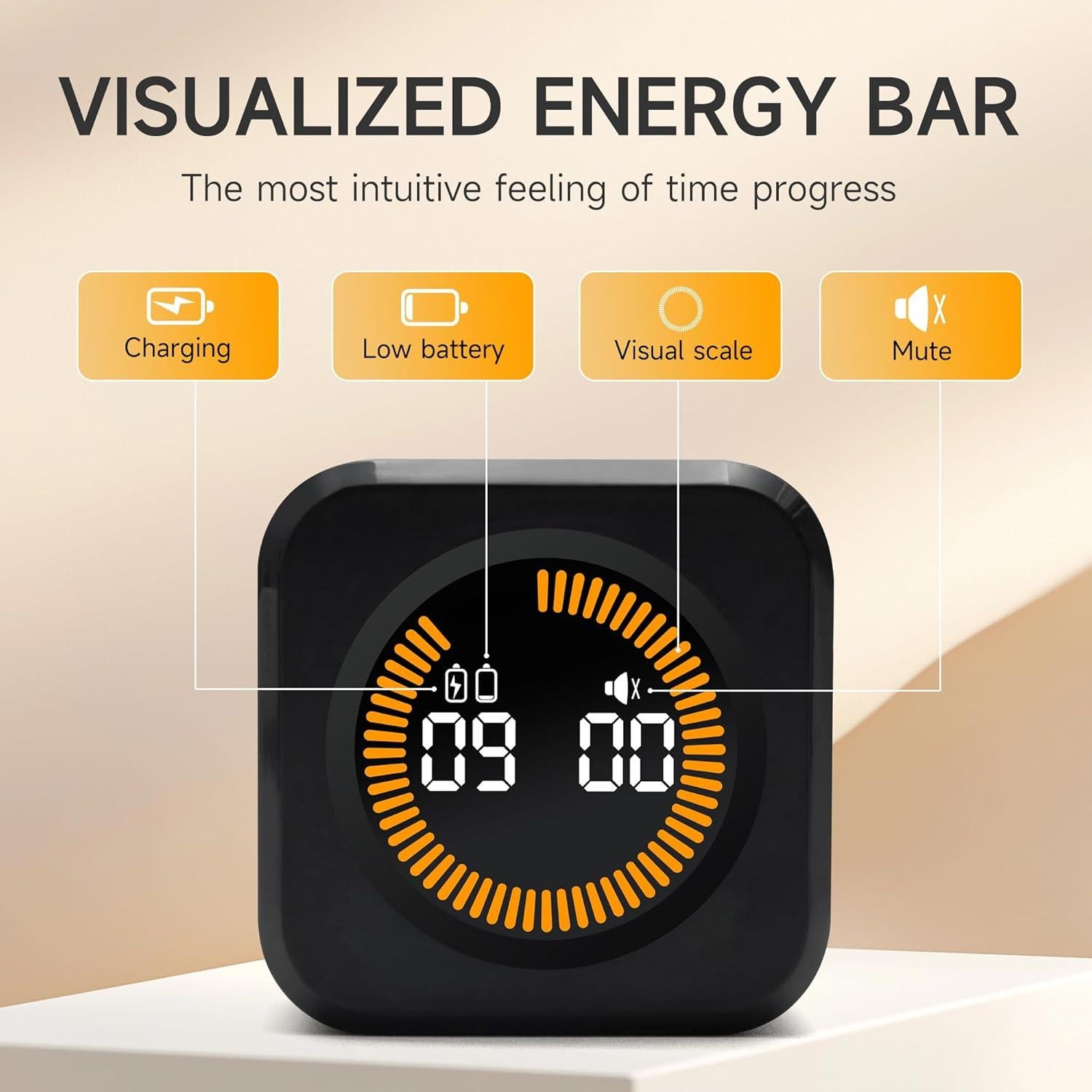 Temporizador Pomodoro Exlliy Negro con Sensor de Gravedad