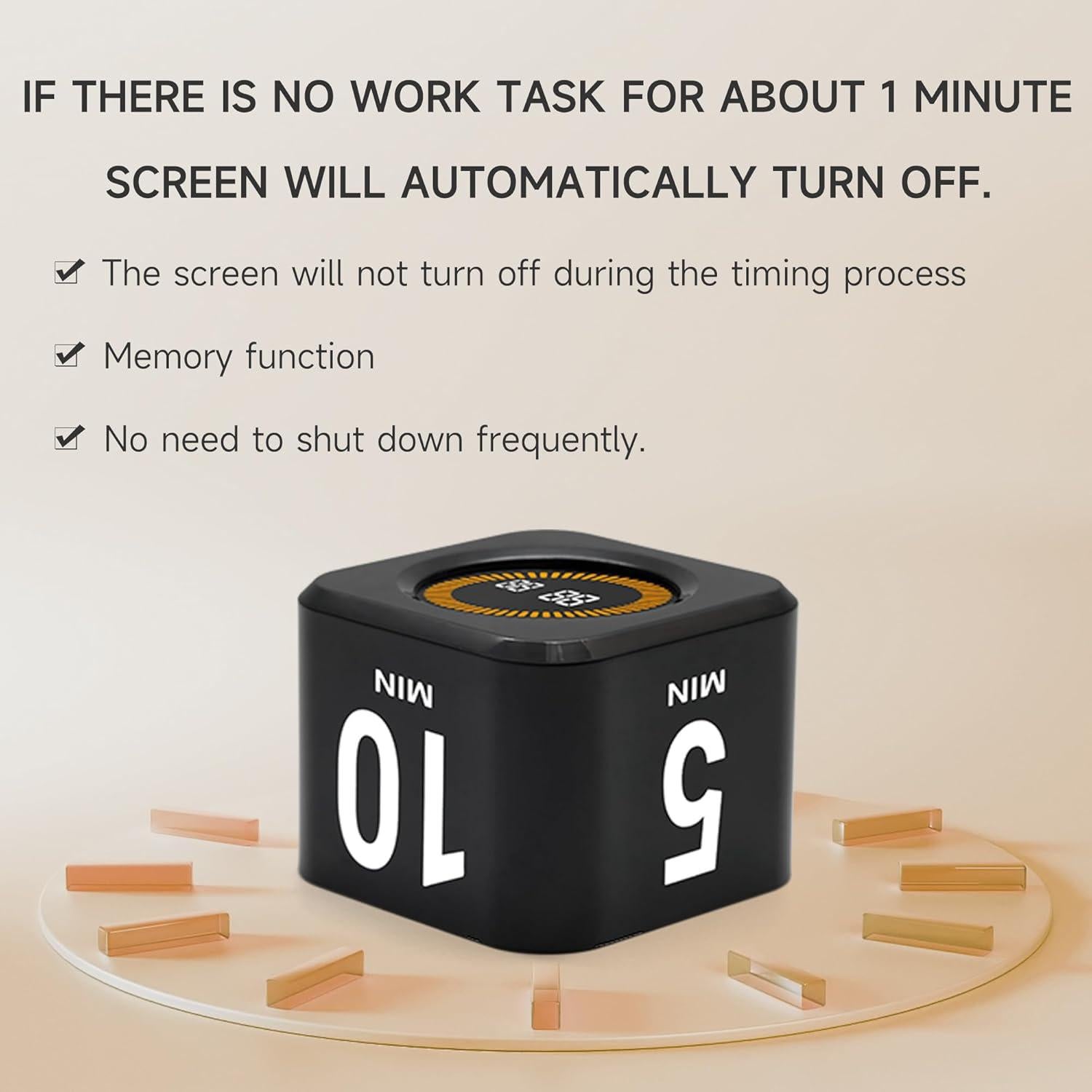 Temporizador Pomodoro Exlliy Negro con Sensor de Gravedad