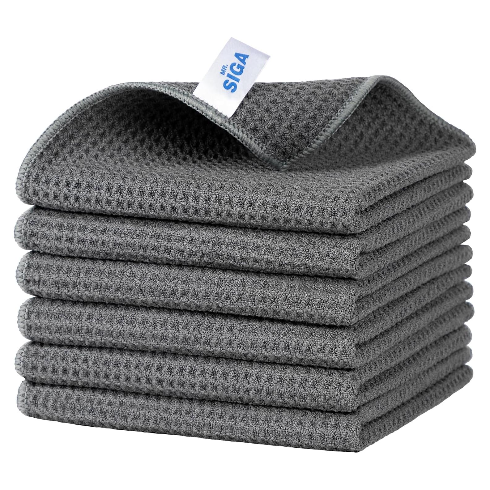 Paños de Limpieza MR.SIGA Microfibra Reutilizables 32x32cm Gris