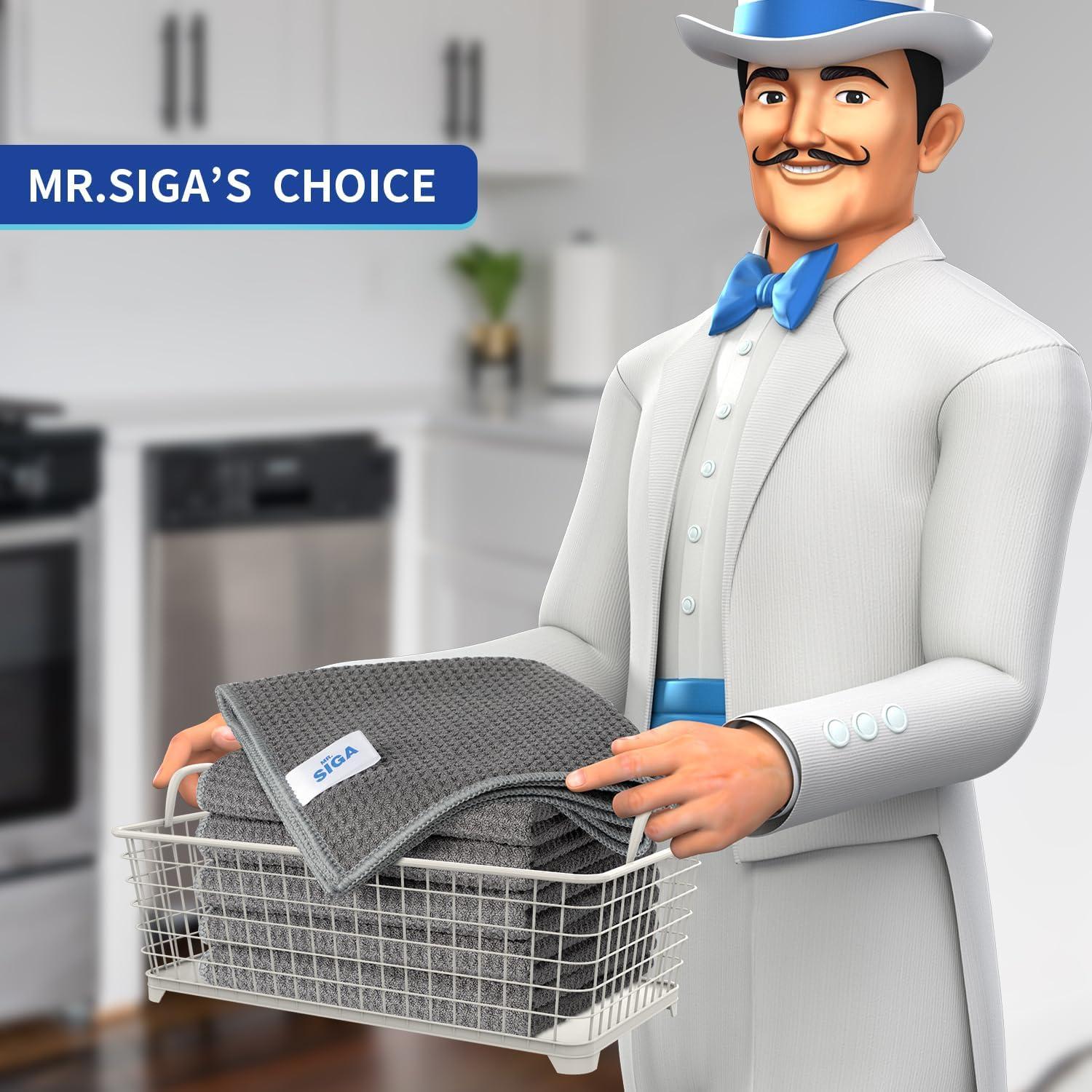 Paños de Limpieza MR.SIGA Microfibra Reutilizables 32x32cm Gris