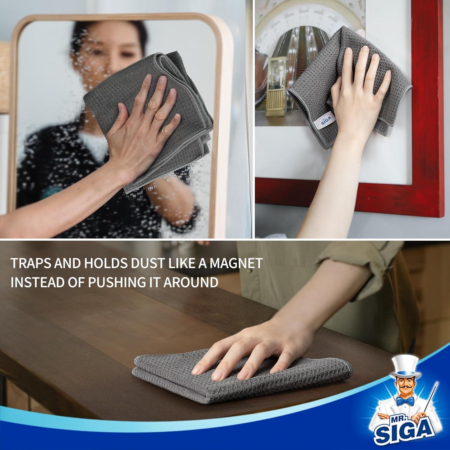 Paños de Limpieza MR.SIGA Microfibra Reutilizables 32x32cm Gris