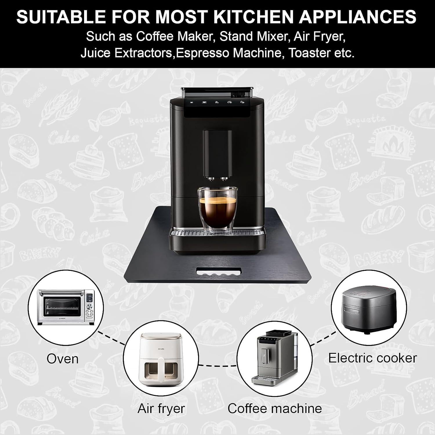 Bandeja Deslizante para Cafetera OhGosh 33x40cm Negro