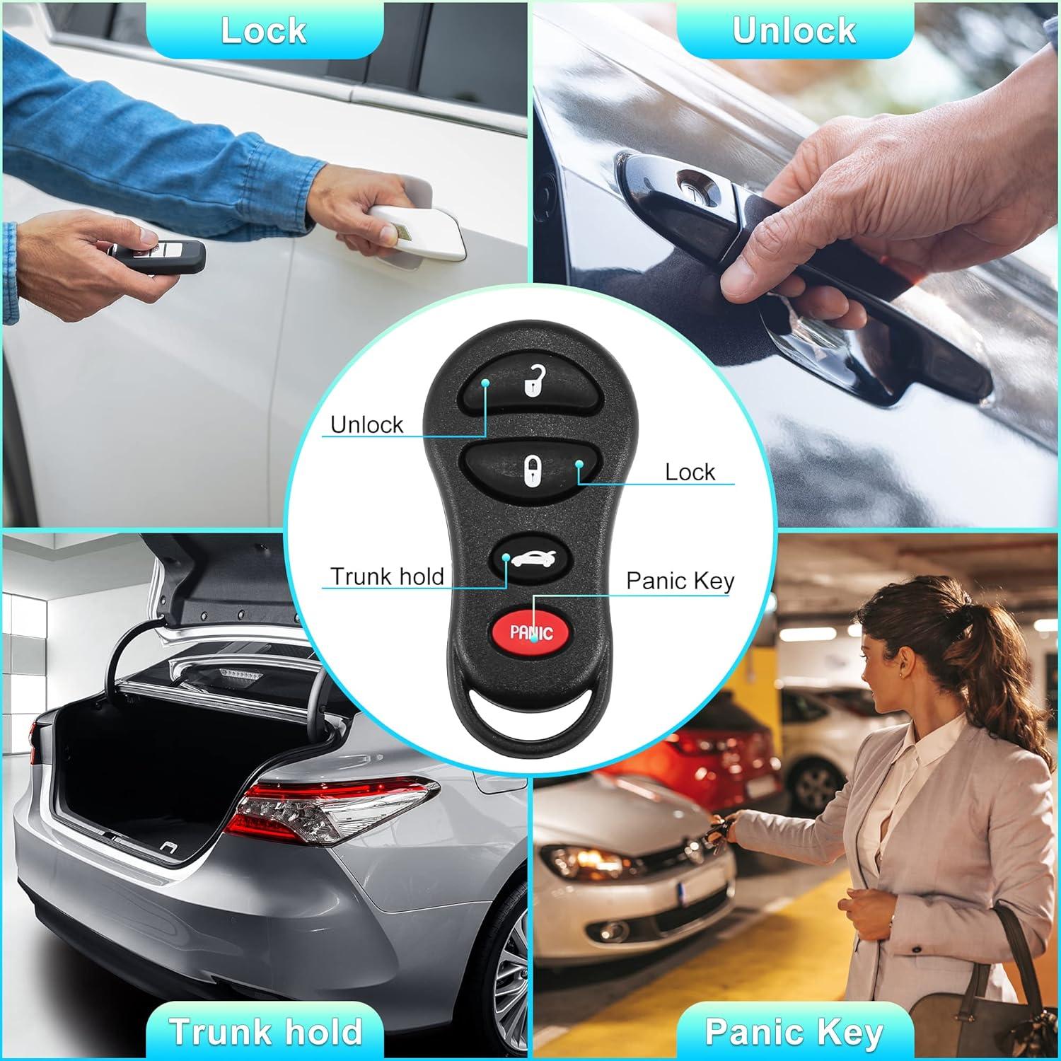 Llave Remota Sin Llave X AUTOHAUX GQ43VT17T 4 Botones Jeep/Dodge/Chrysler