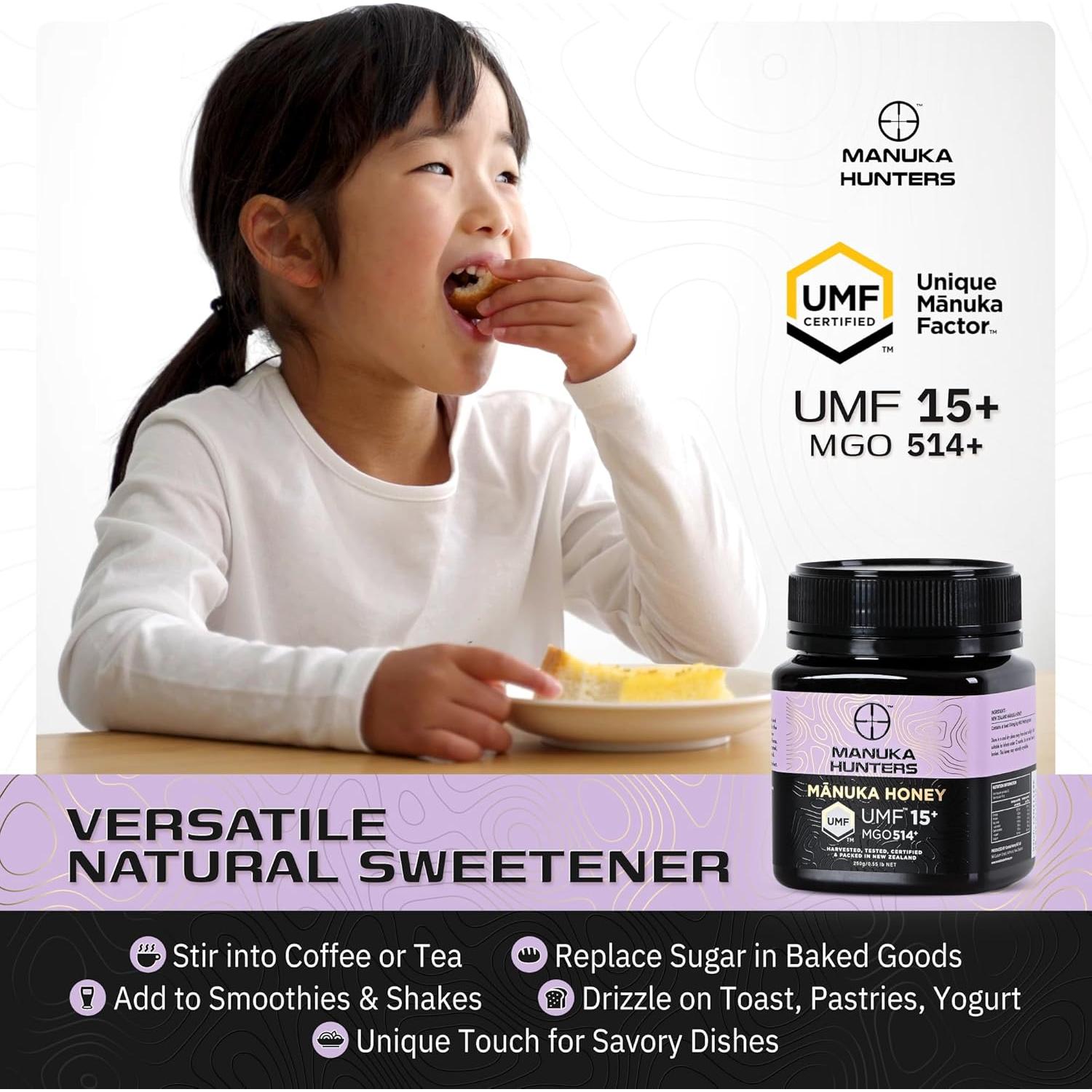 Miel de Manuka Hunters UMF 15+ 250g - Endulzante Natural Puro