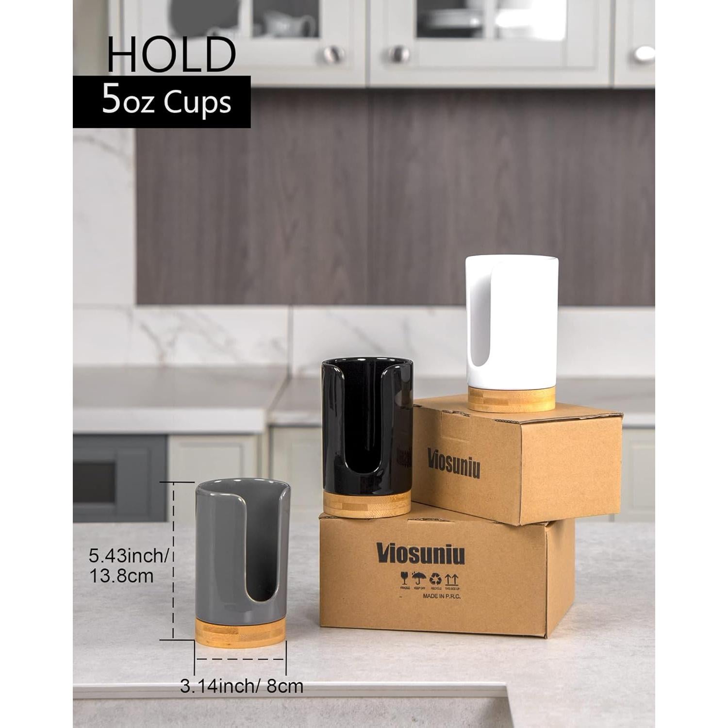 Dispensador de Tazas de Cerámica Viosuniu 5 oz Negro