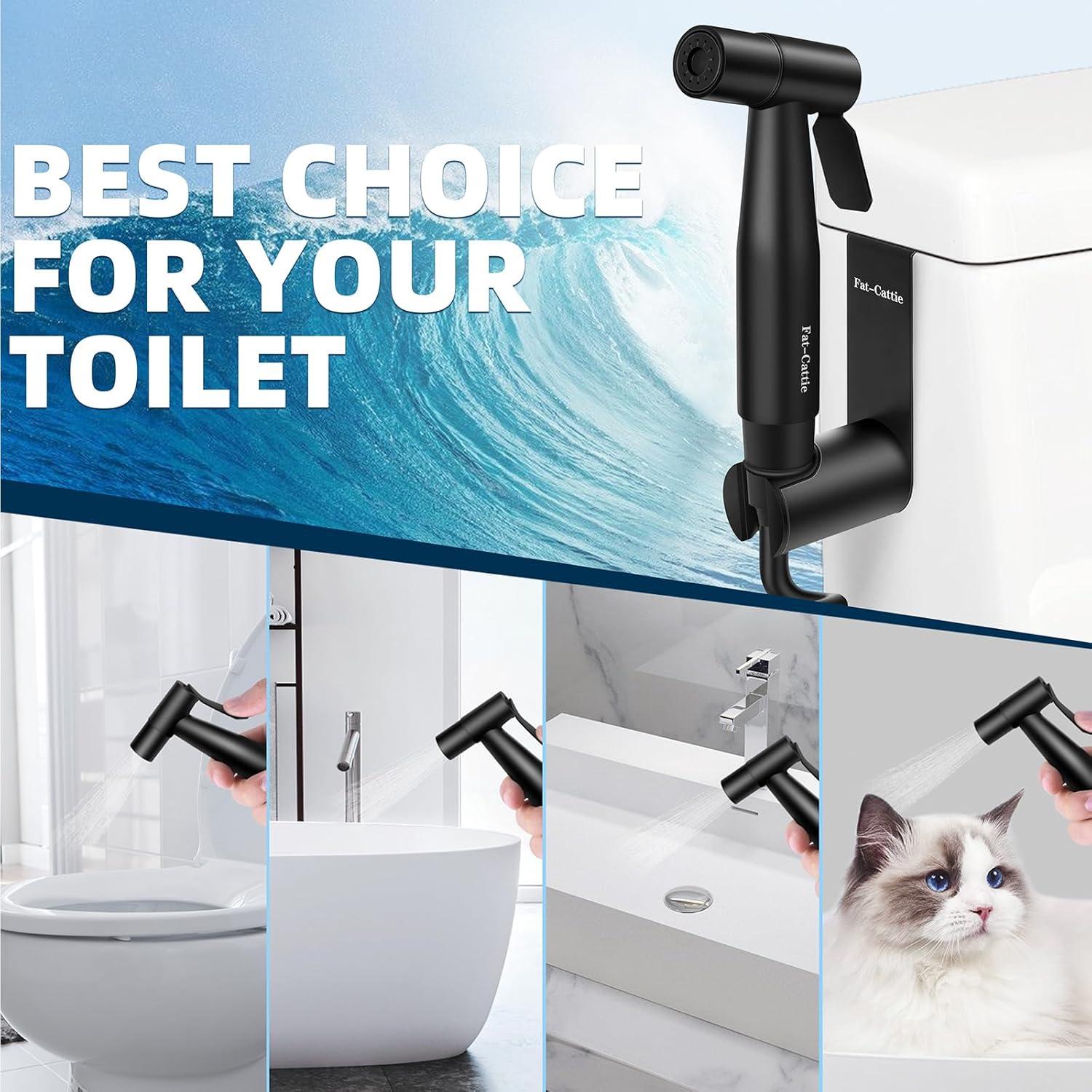Rociador de Bidet de Mano Fat-Cattie Acero Inoxidable Negro