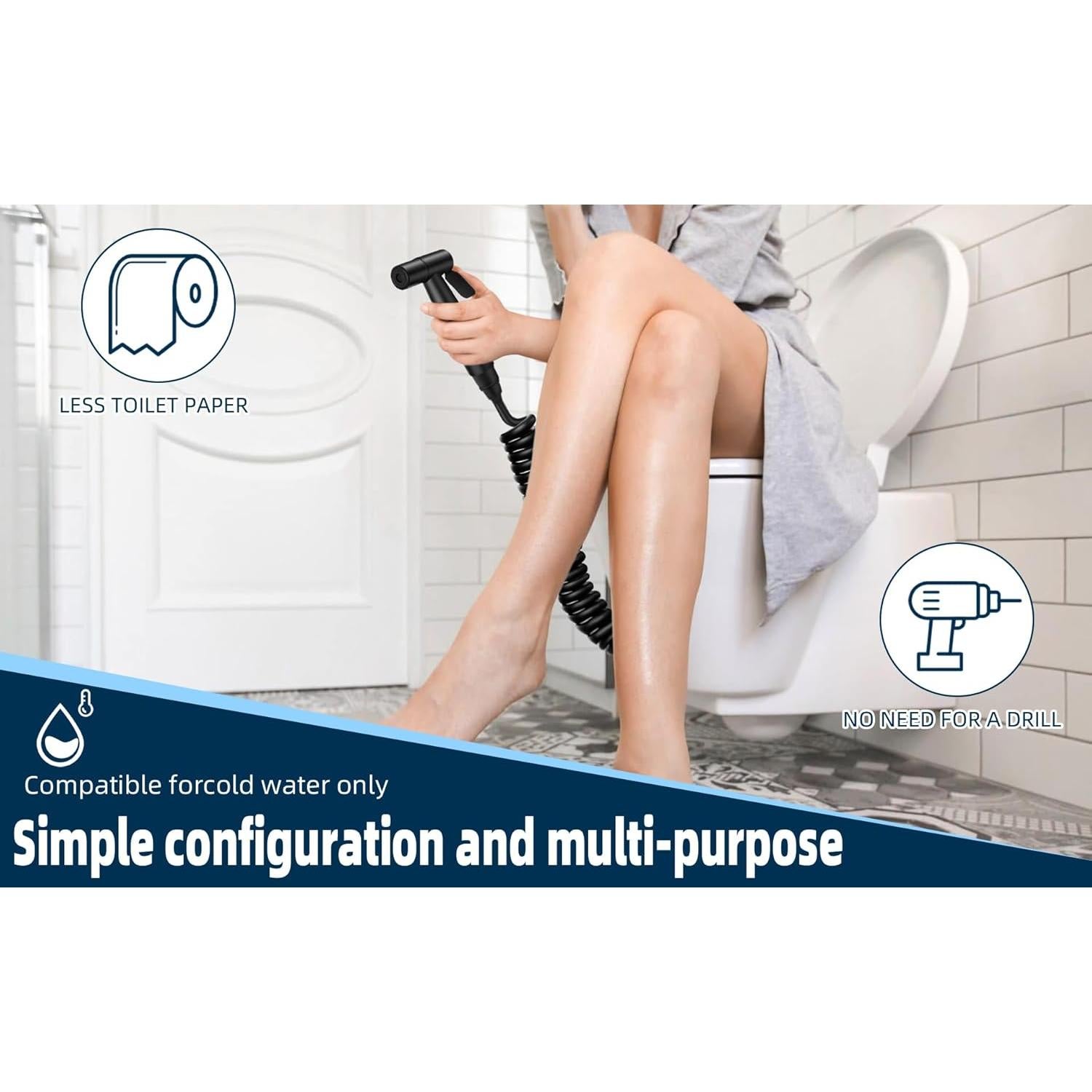 Rociador de Bidet de Mano Fat-Cattie Acero Inoxidable Negro