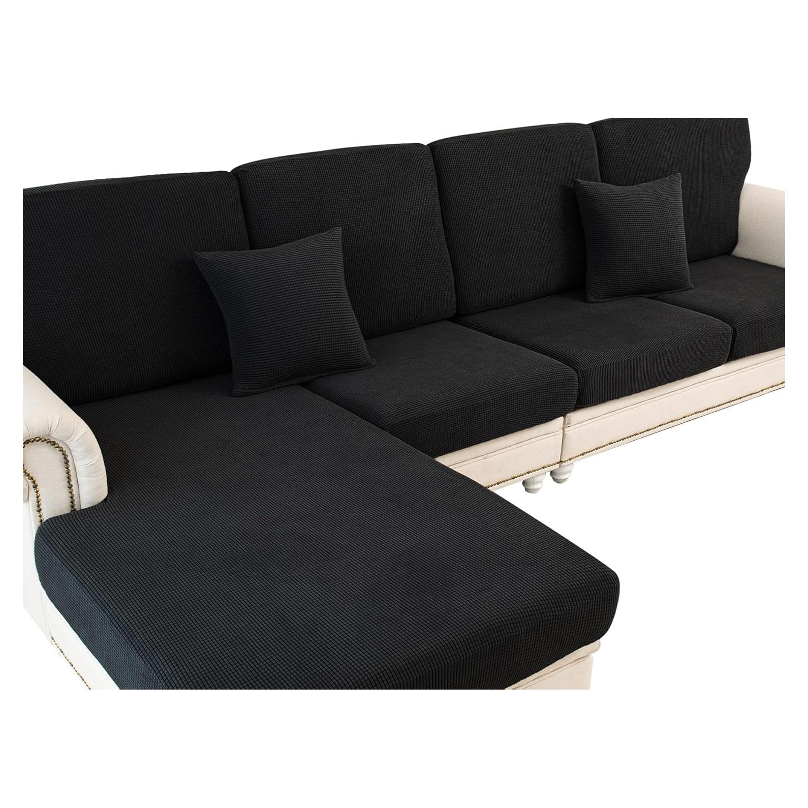 Funda de Cojín de Sofá LA MEACK 1 Pieza Negra Elástica