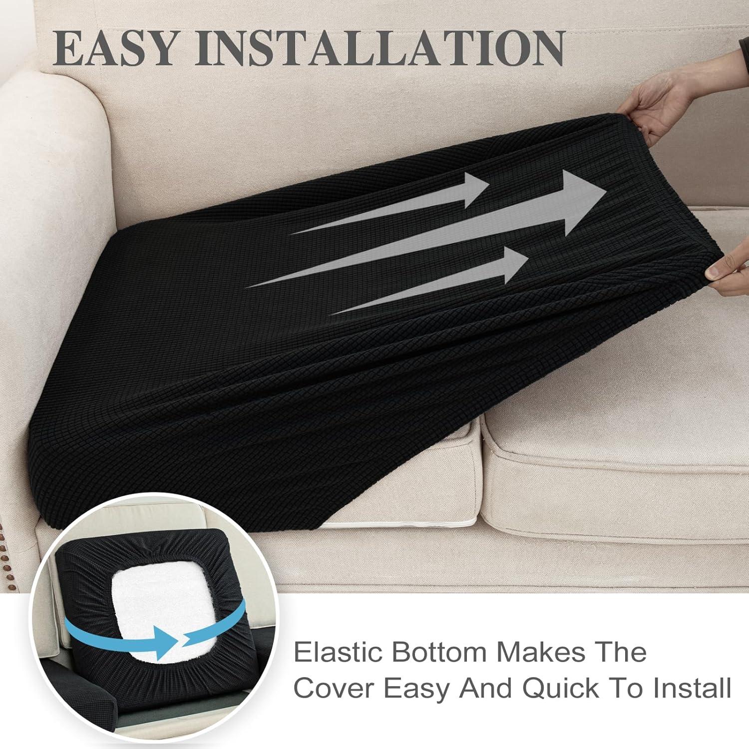 Funda de Cojín de Sofá LA MEACK 1 Pieza Negra Elástica