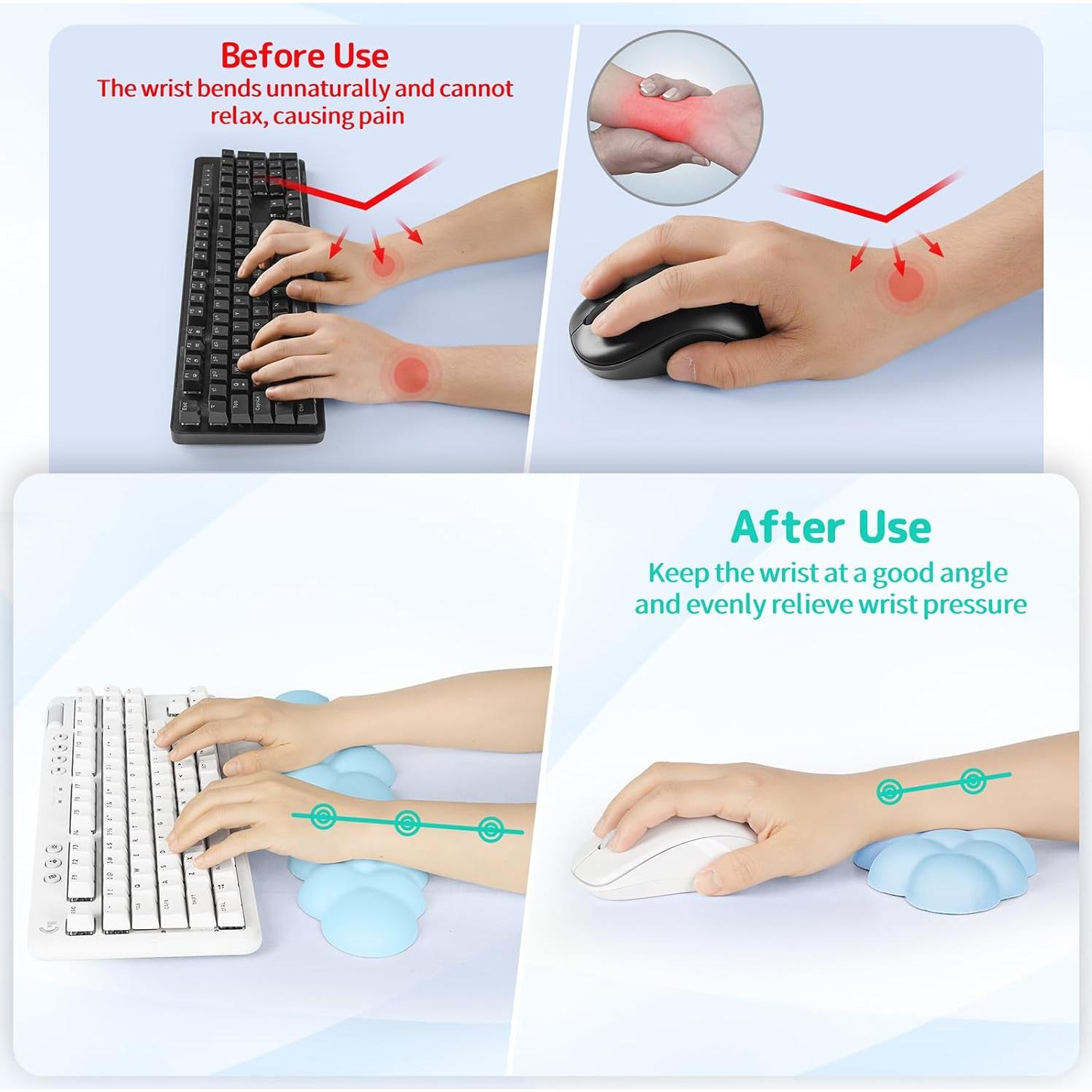 Reposamuñecas Ergonómico Sushret Nube Azul - Espuma de Memoria