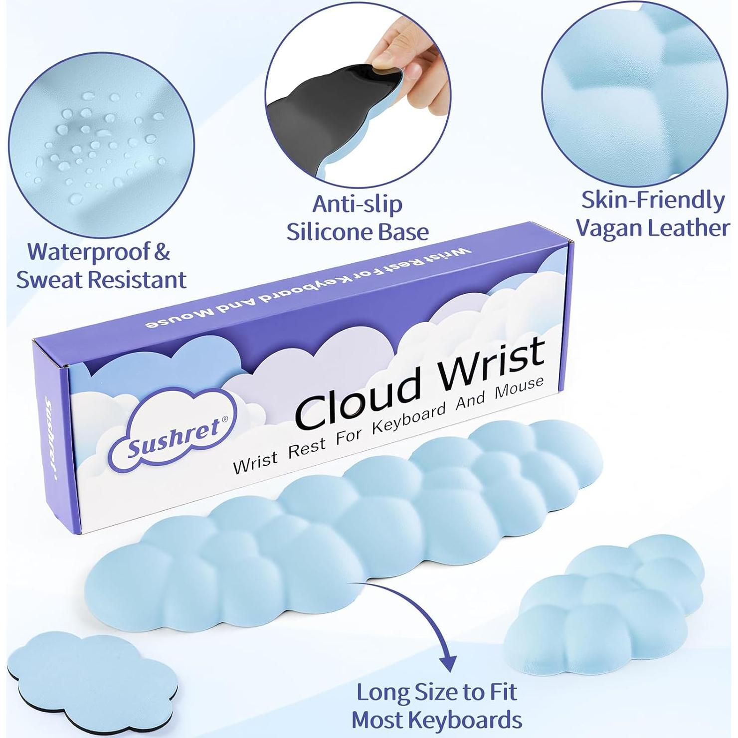 Reposamuñecas Ergonómico Sushret Nube Azul - Espuma de Memoria