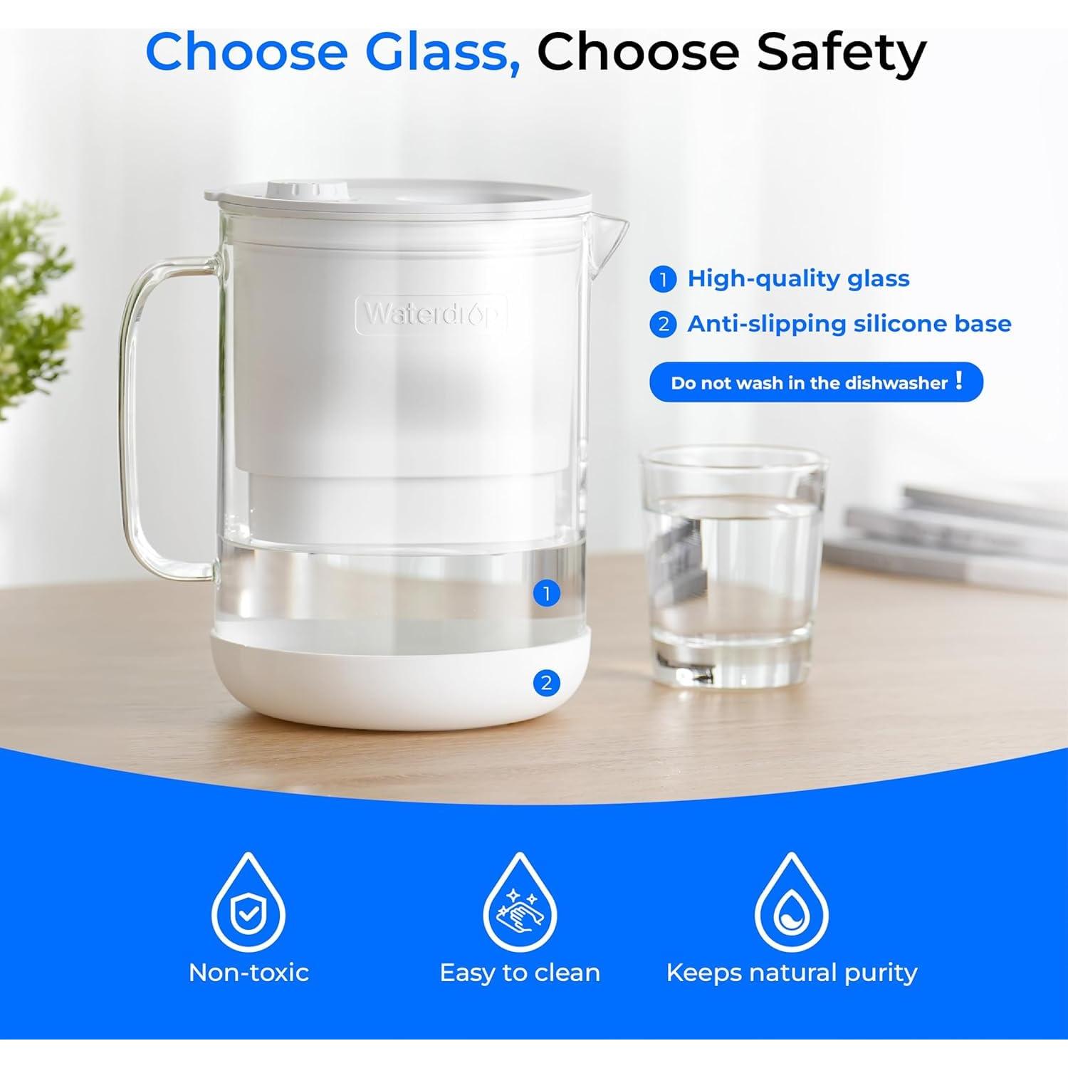 Jarra de Filtro de Agua Waterdrop 7 Tazas Vidrio Ecológica