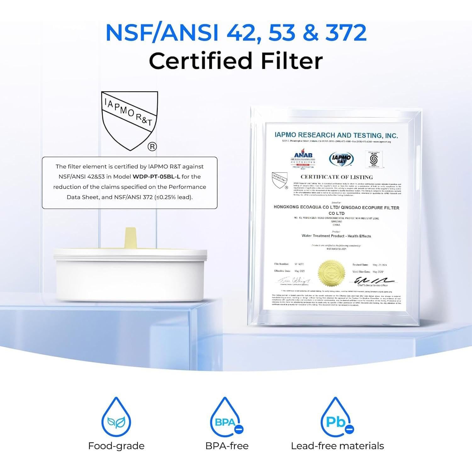 Jarra de Filtro de Agua Waterdrop 7 Tazas Vidrio Ecológica