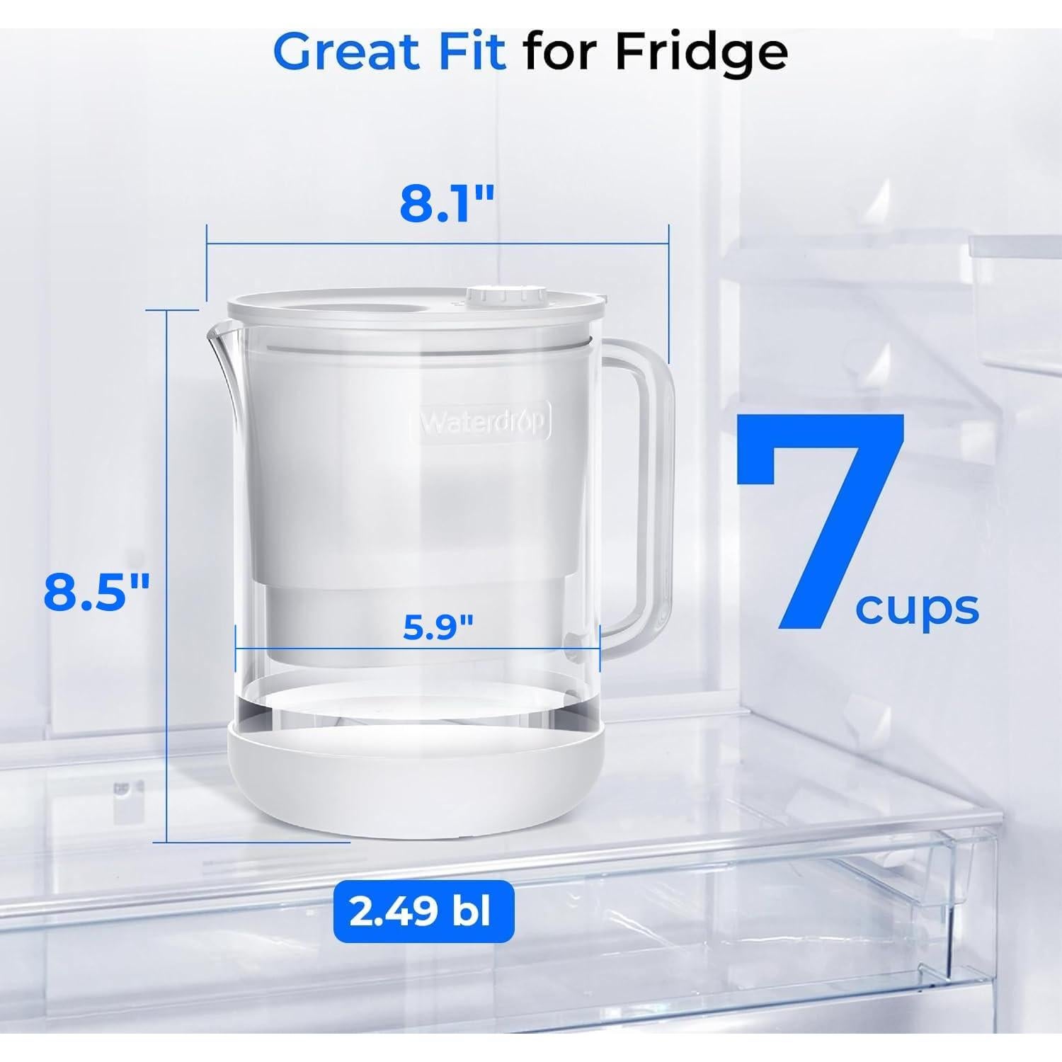 Jarra de Filtro de Agua Waterdrop 7 Tazas Vidrio Ecológica