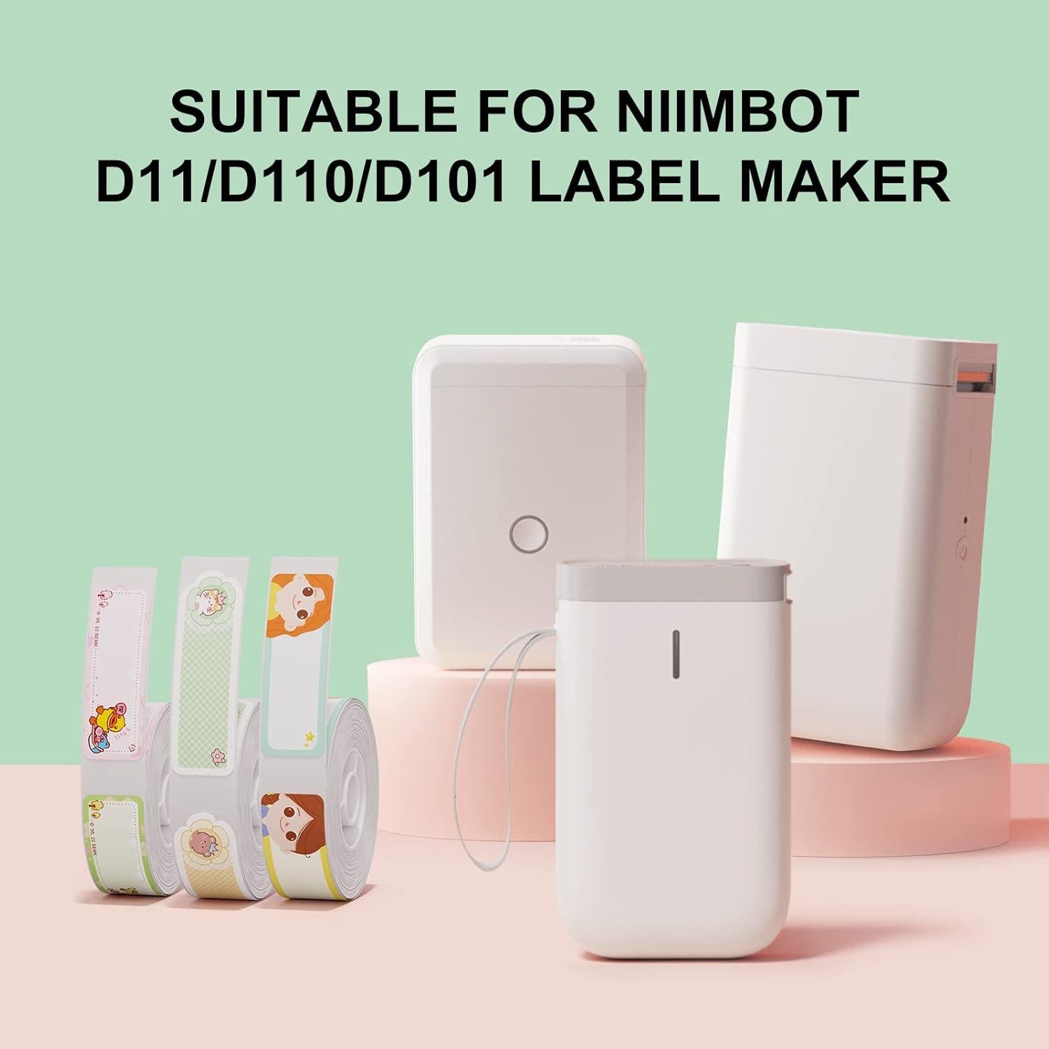 NIIMBOT D11 D110 D101 Label Tapes, 6 Rolls Adapted D11 Label Print Paper, D110 Thermal Sticker Paper 0.47"x 1.57" Waterproof Self Adhesive Labeling Tape(White)