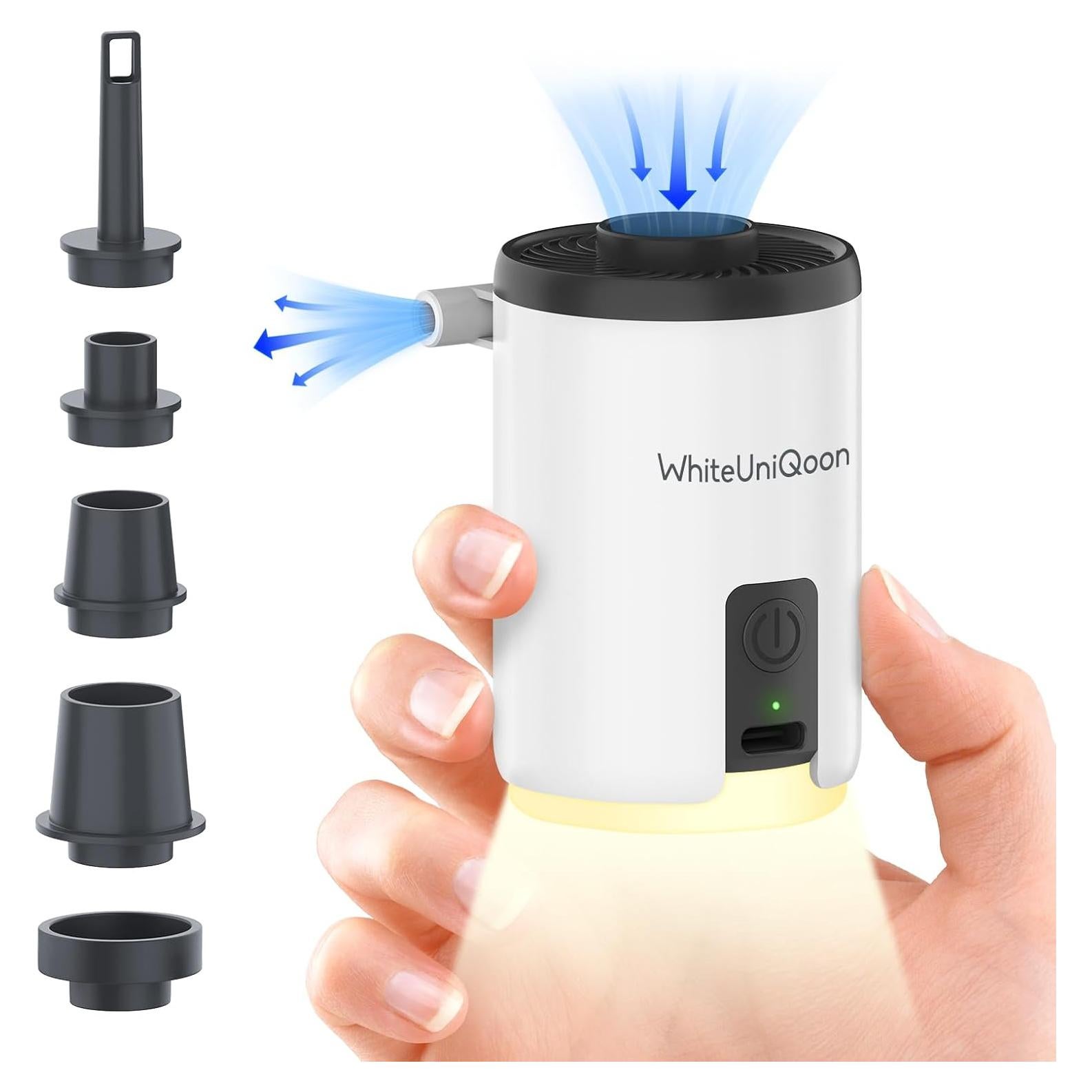 Bomba de aire portátil WhiteUniQoon AP01 con luz LED y batería 1600mAh