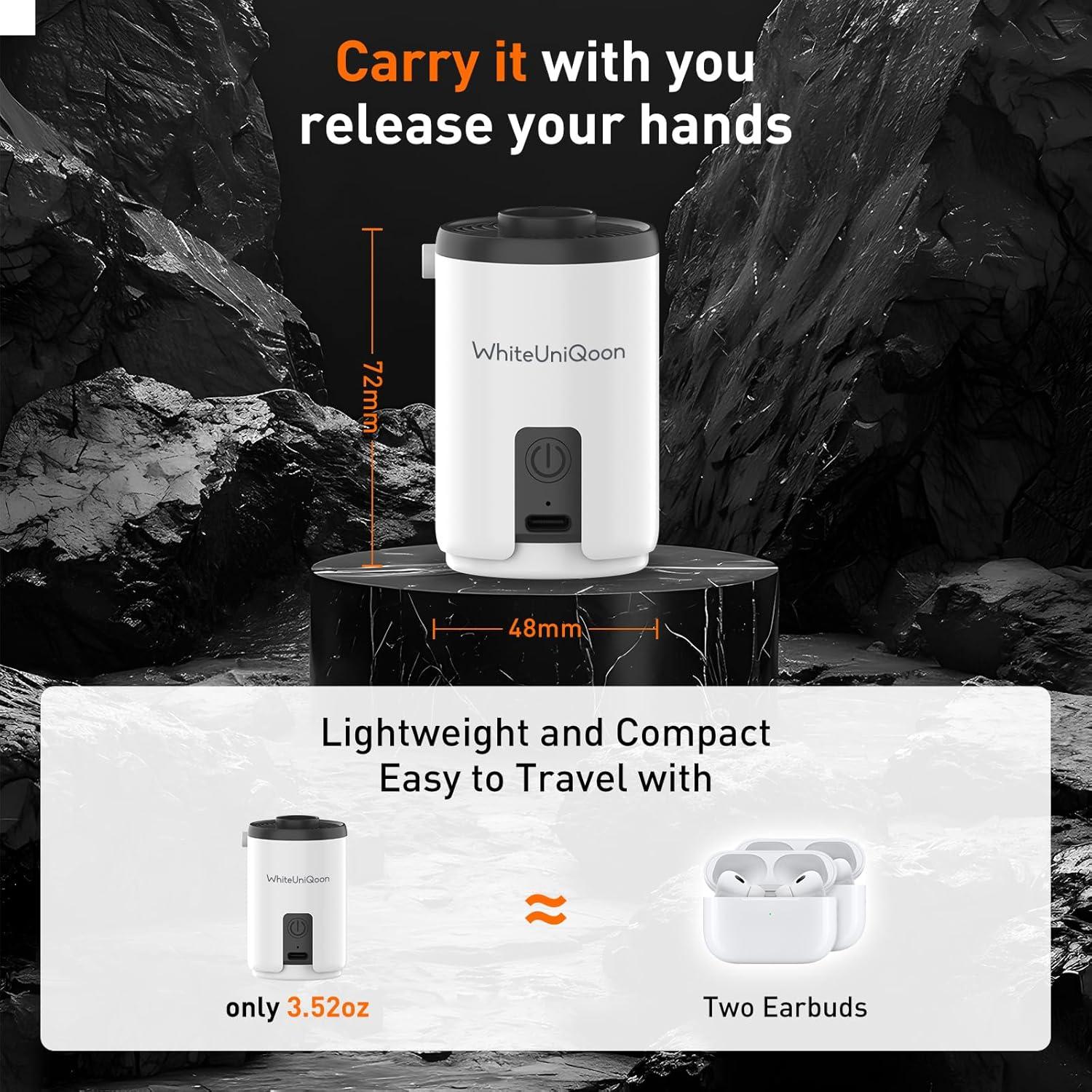 Bomba de aire portátil WhiteUniQoon AP01 con luz LED y batería 1600mAh