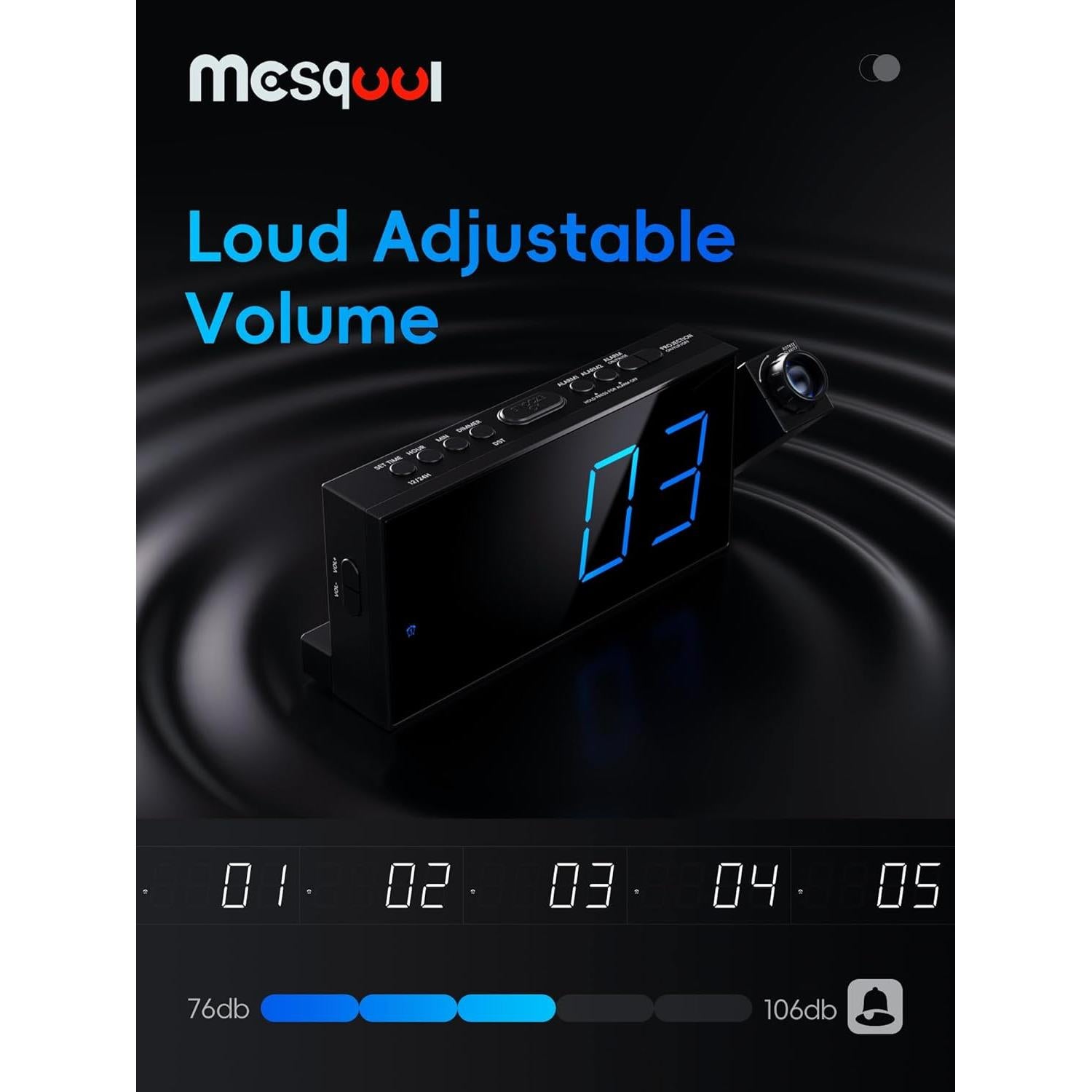 Reloj Despertador Digital Proyector Mesqool M-1001F-B 7"