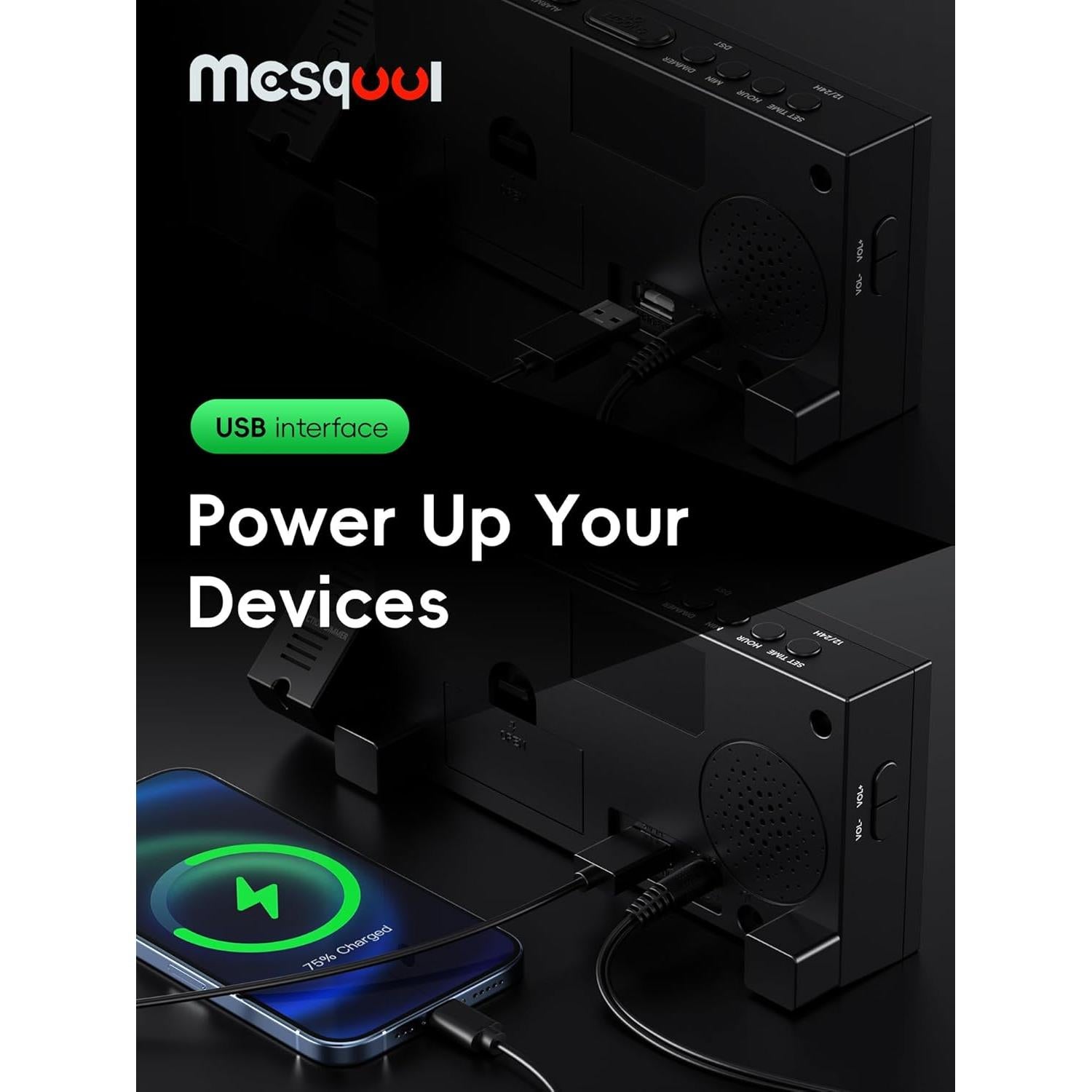 Reloj Despertador Digital Proyector Mesqool M-1001F-B 7"