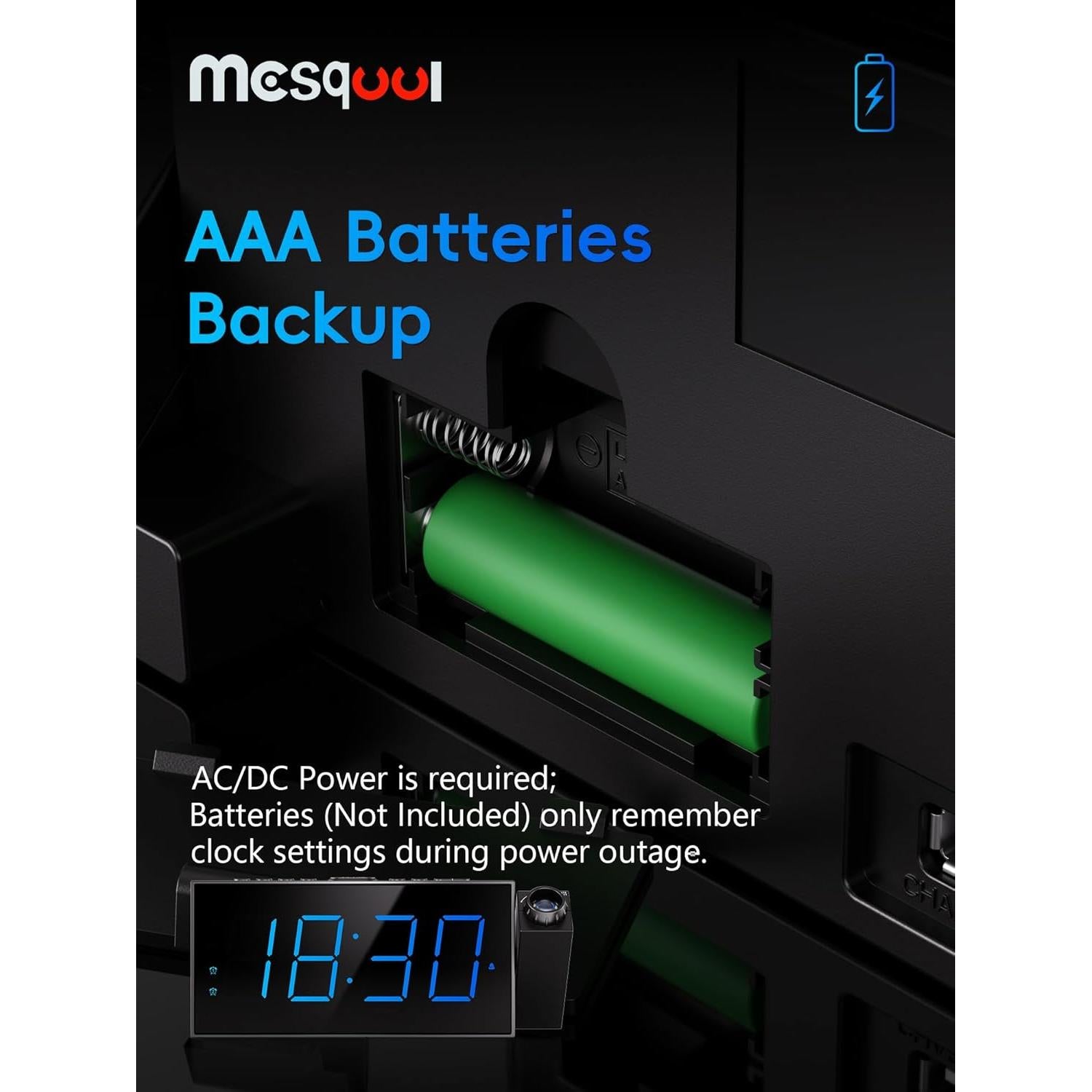 Reloj Despertador Digital Proyector Mesqool M-1001F-B 7"