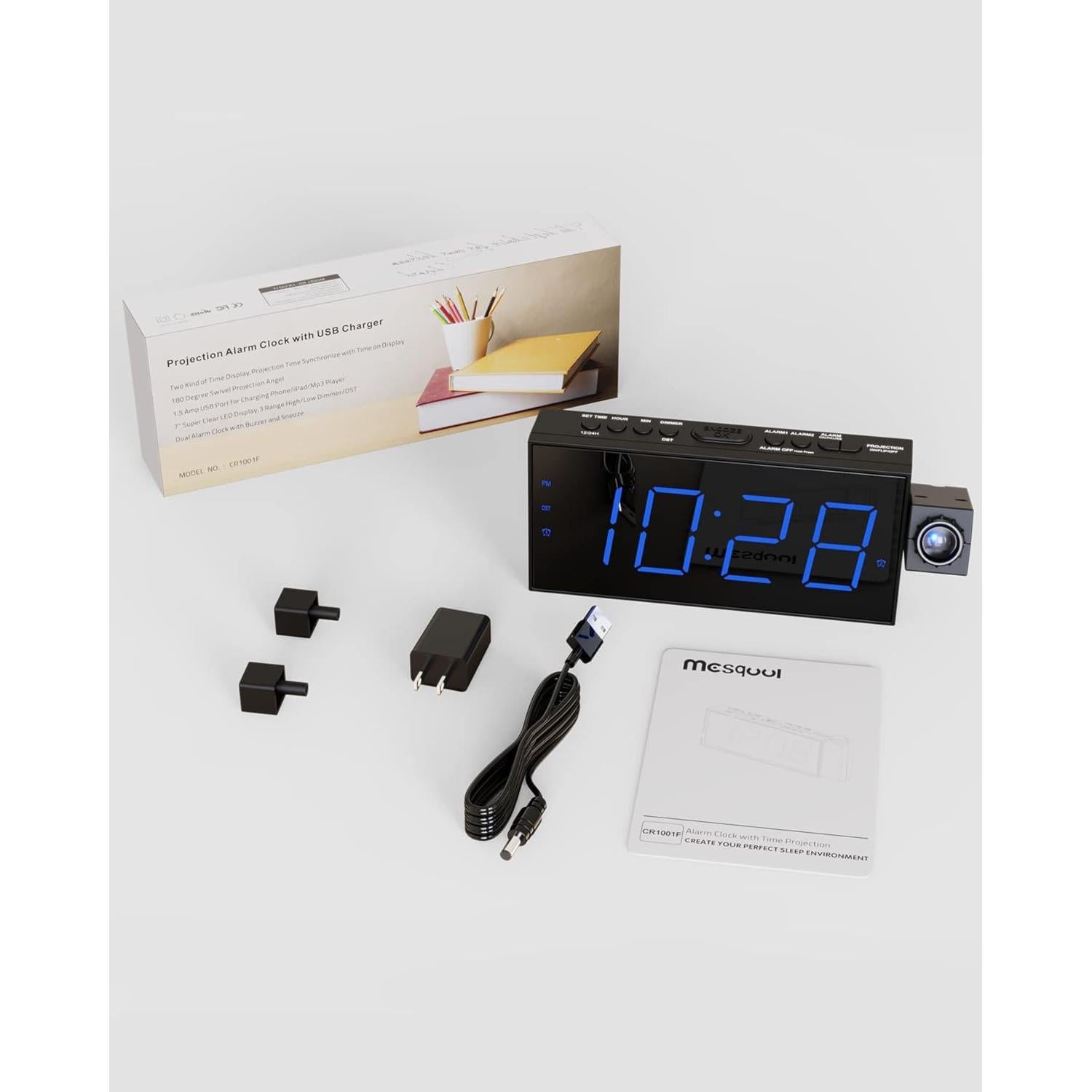 Reloj Despertador Digital Proyector Mesqool M-1001F-B 7"