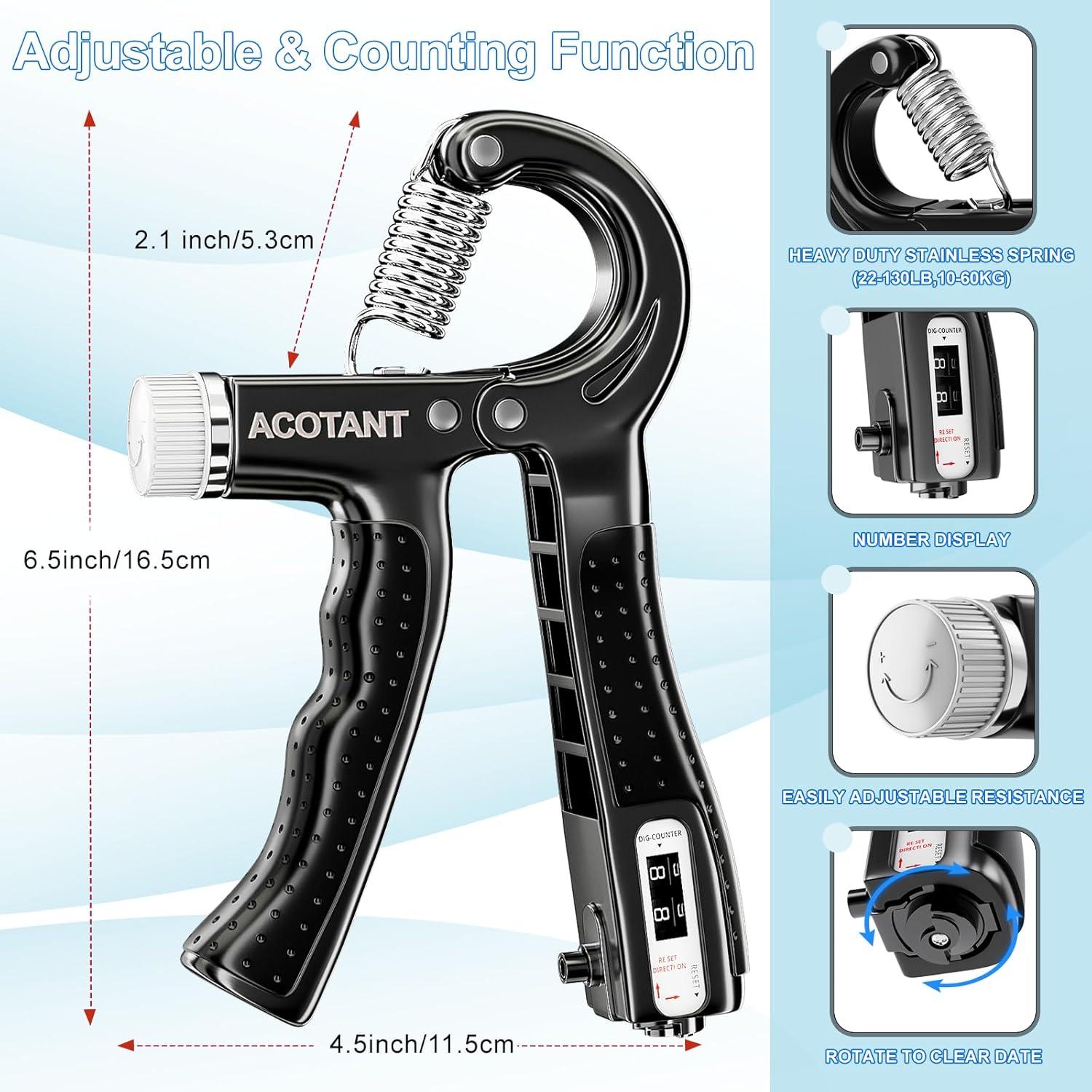 Kit de Entrenador de Fuerza de Agarre ACOTANT 5 Piezas