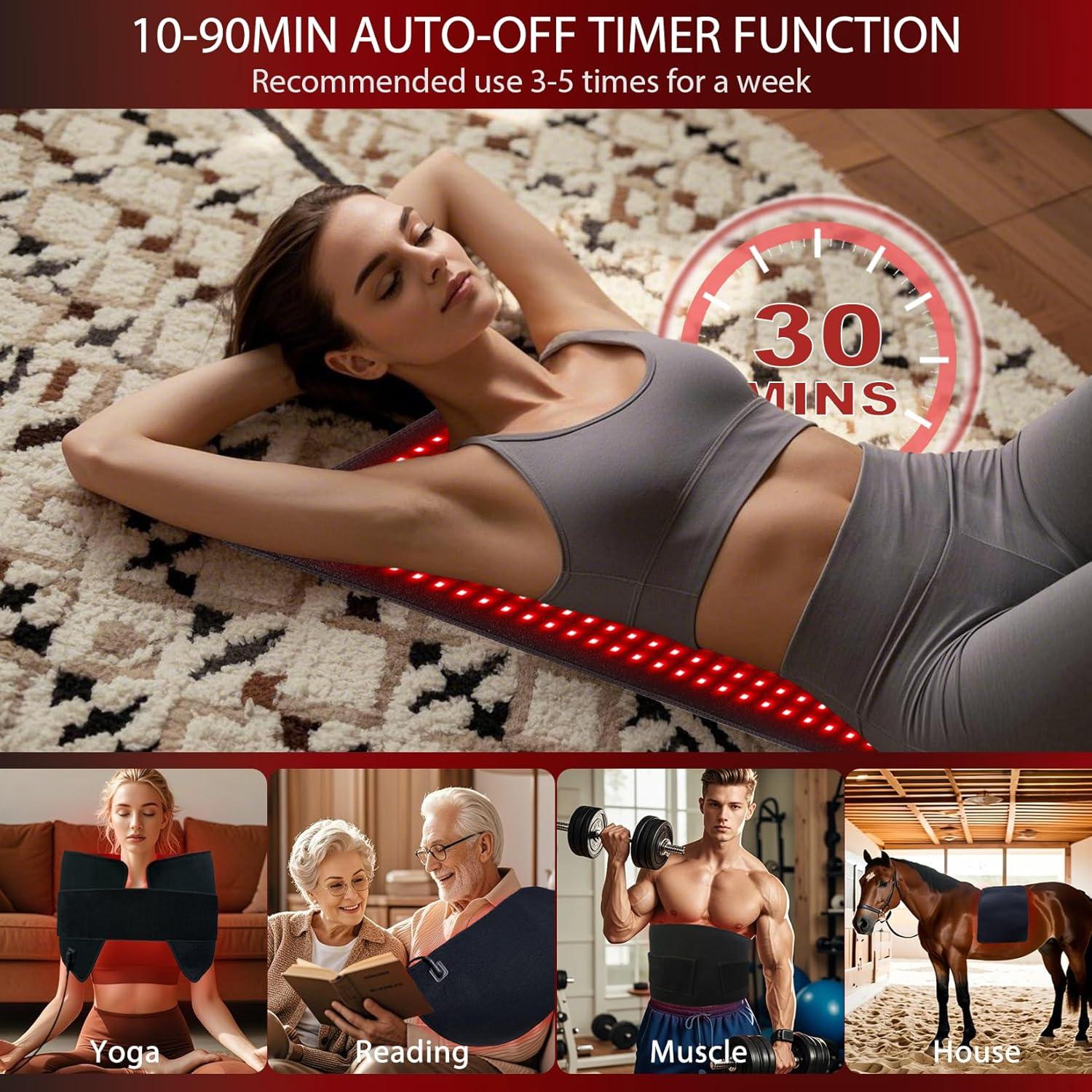 Alfombrilla de Terapia de Luz Roja Bonodave 80 cm x 29 cm 360 LEDs