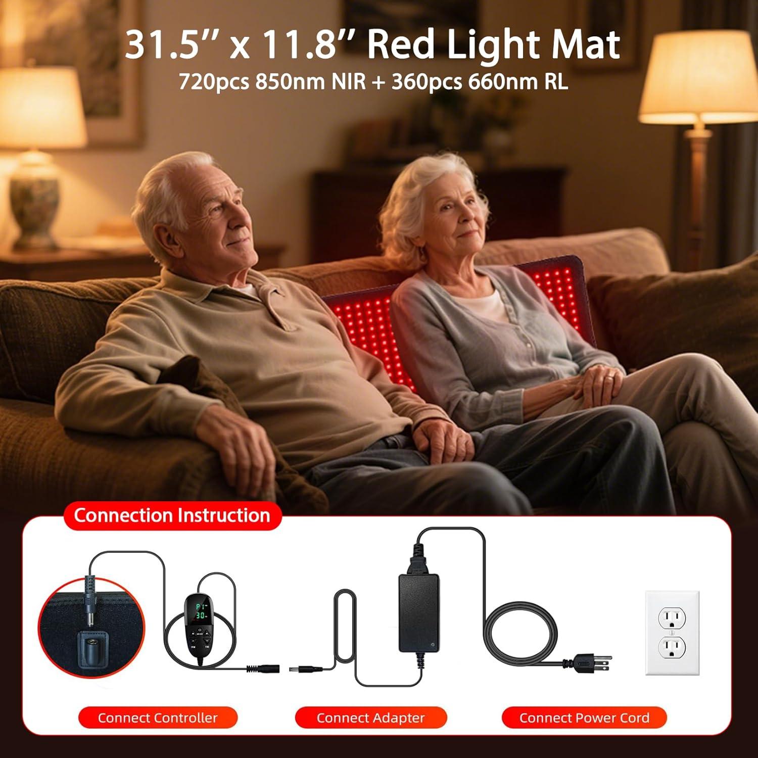 Alfombrilla de Terapia de Luz Roja Bonodave 80 cm x 29 cm 360 LEDs