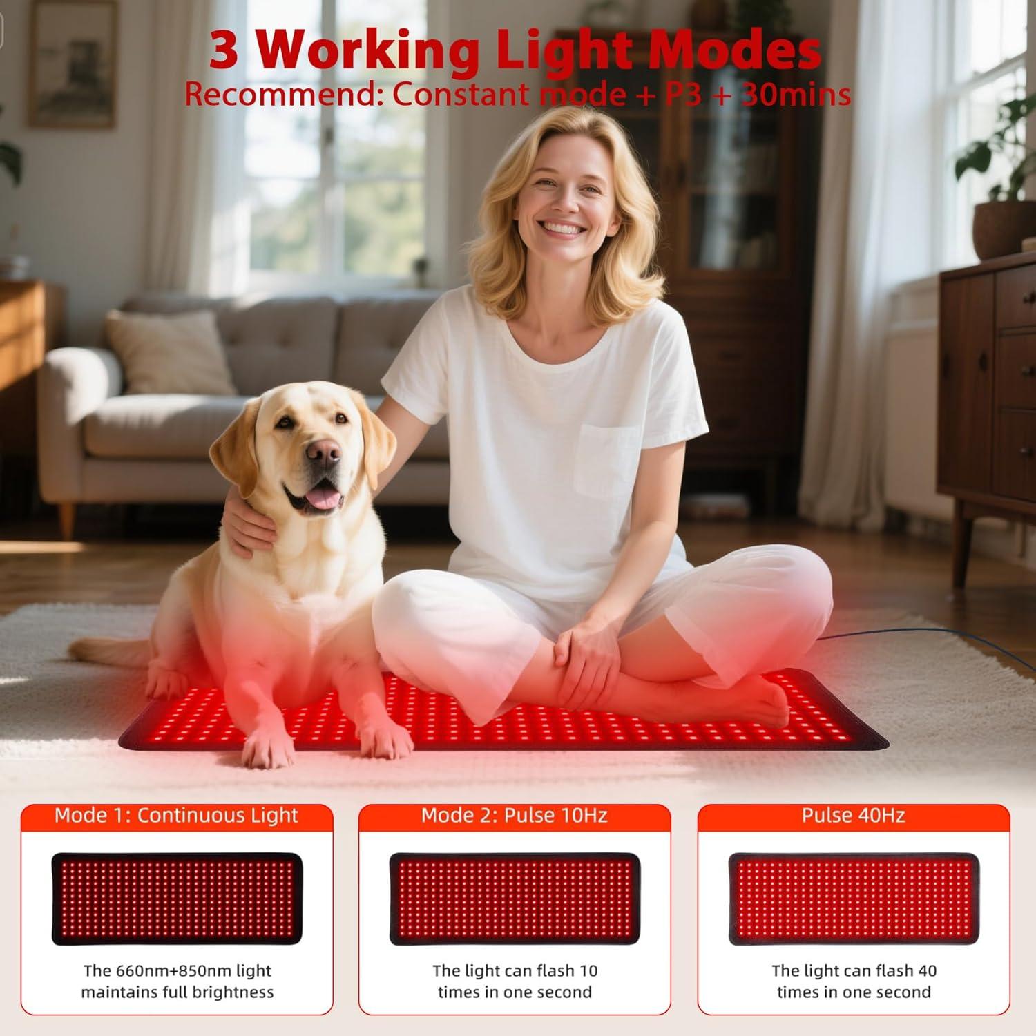 Alfombrilla de Terapia de Luz Roja Bonodave 80 cm x 29 cm 360 LEDs