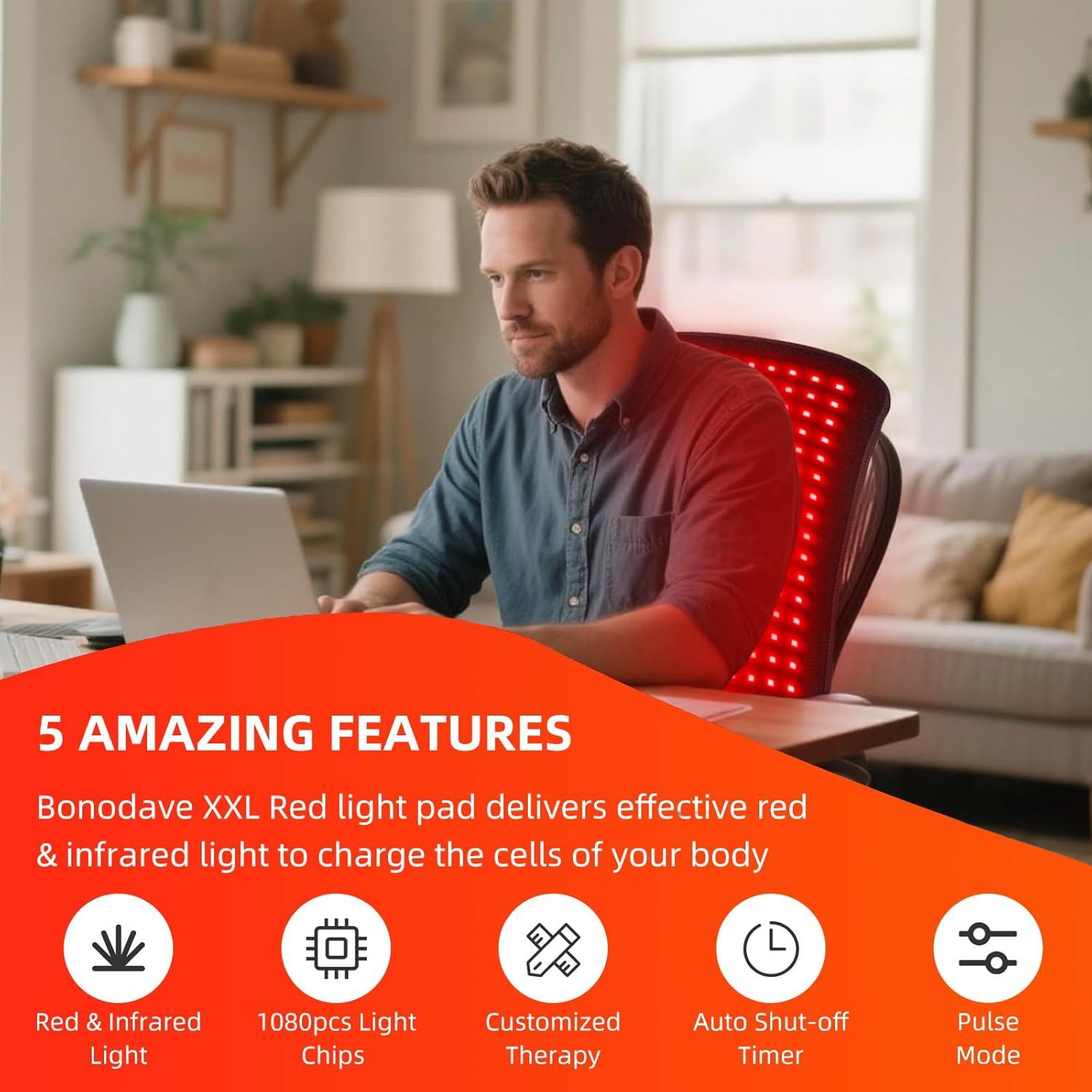 Alfombrilla de Terapia de Luz Roja Bonodave 80 cm x 29 cm 360 LEDs