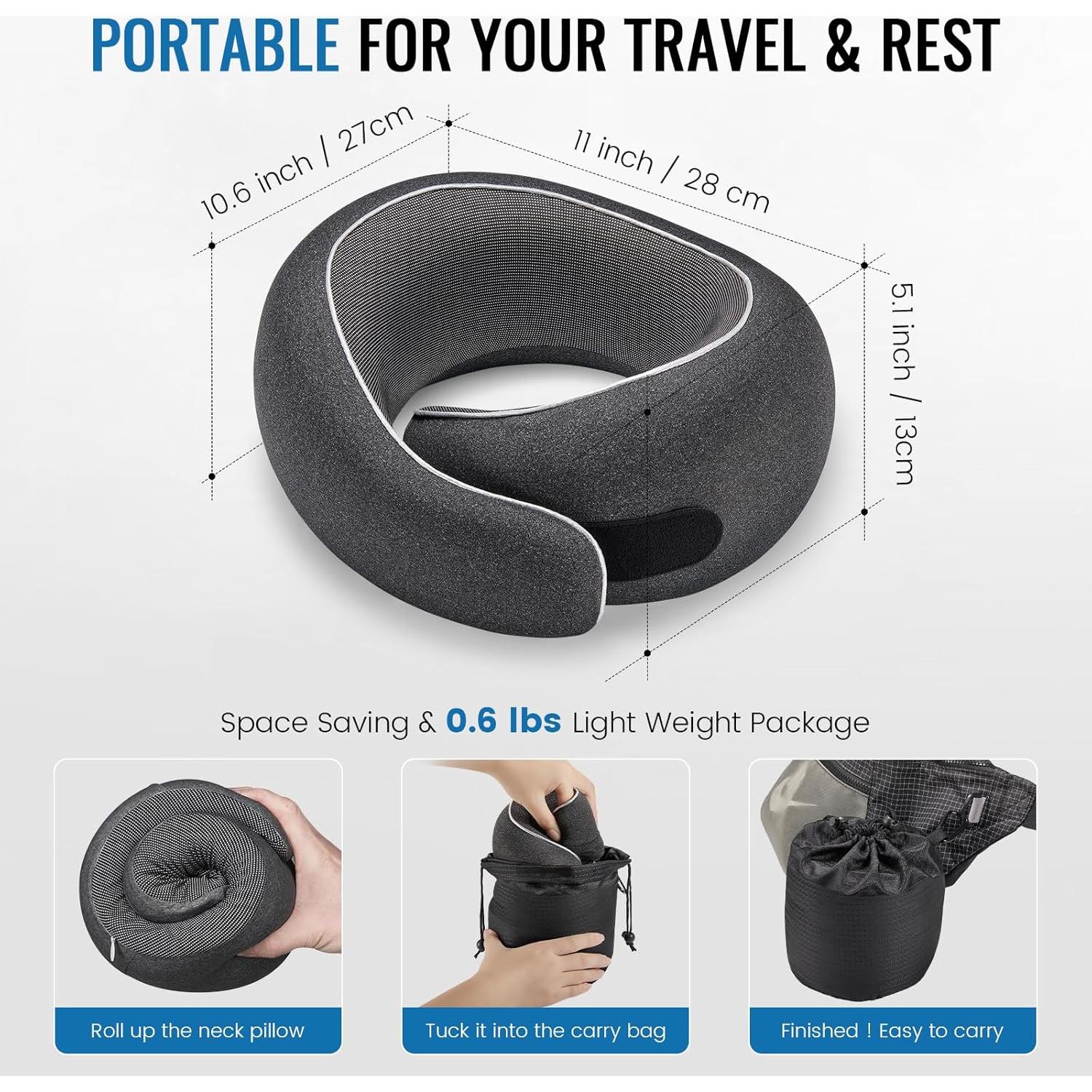 Almohada de Cuello 4litamz Espuma de Memoria Ergonómica Negra