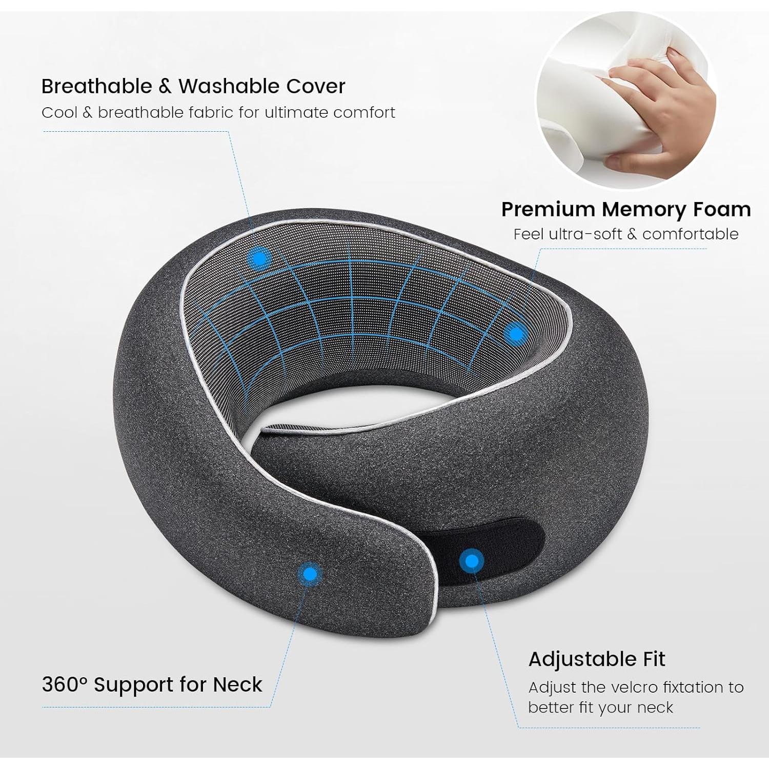 Almohada de Cuello 4litamz Espuma de Memoria Ergonómica Negra