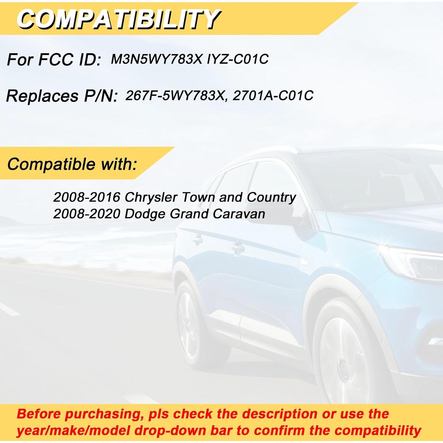 Llavero Reemplazo Dodge Grand Caravan 2008-2020 2 Piezas